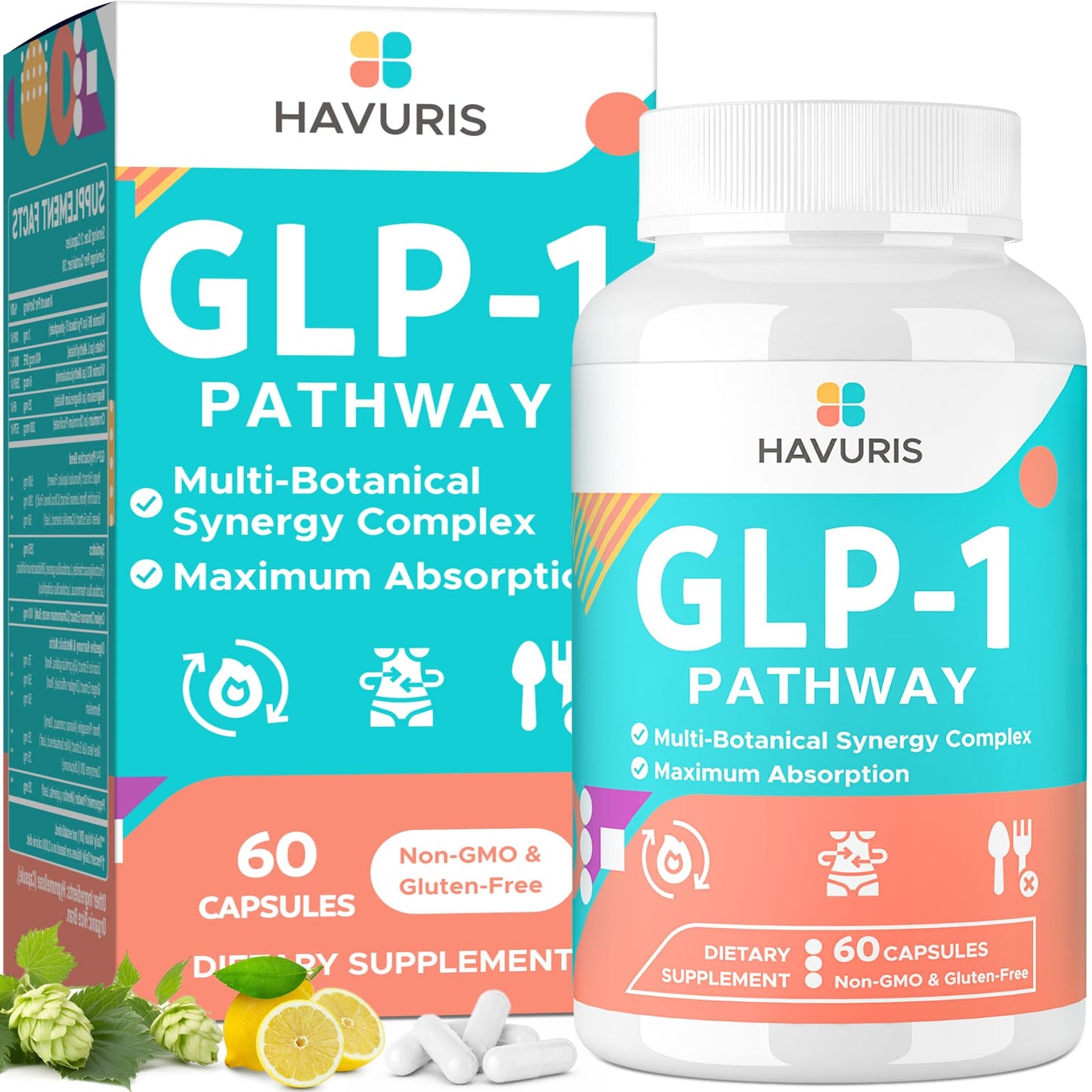 Havuris GLP-1 Probiotic Complex with Prebiotic, EGCG & Hops 60 Capsules