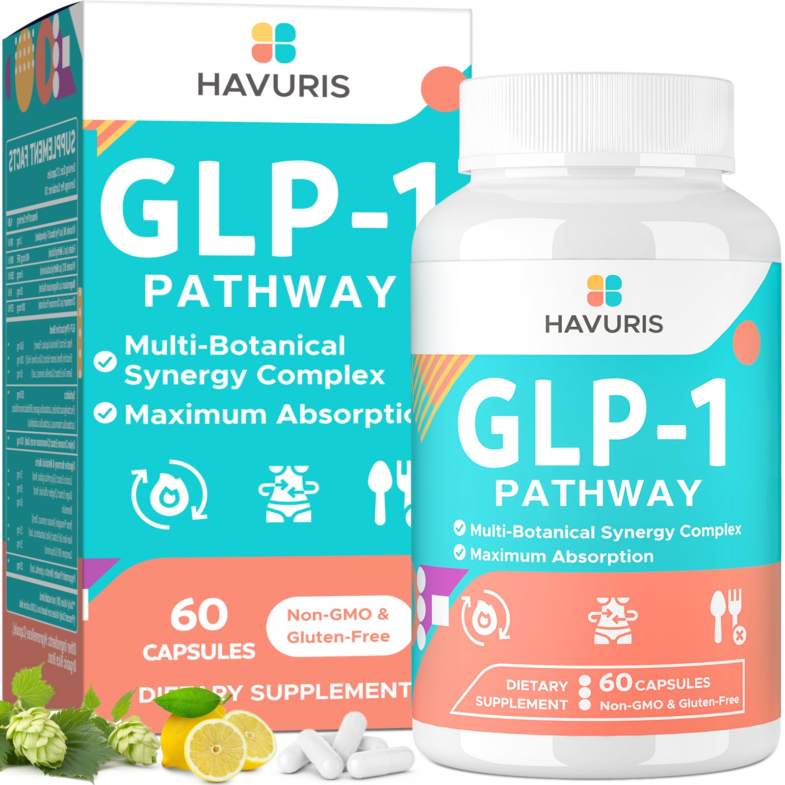 Havuris GLP-1 Probiotic Complex with Prebiotic, EGCG & Hops 60 Capsules