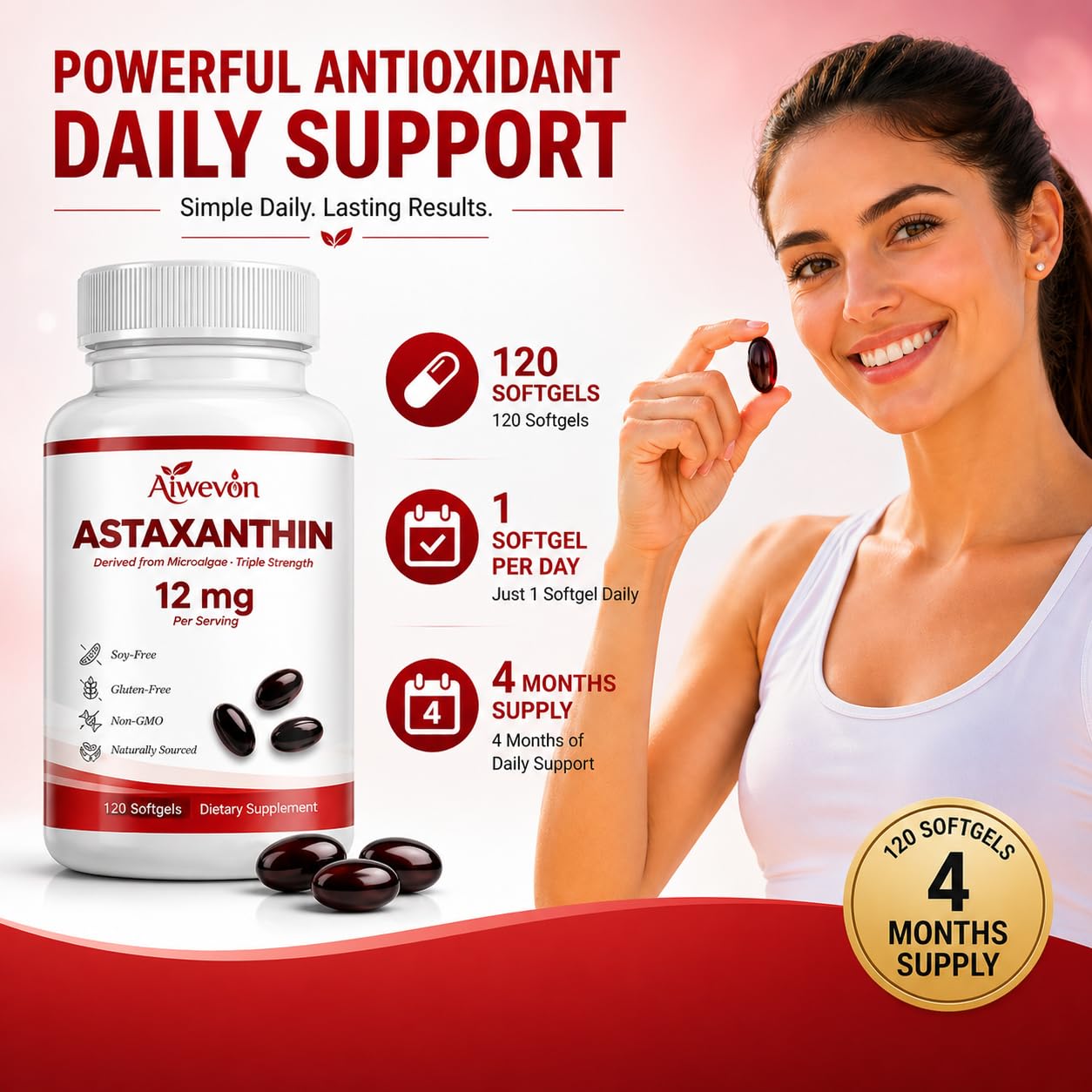 Aiwevon Astaxanthin Softgels 120 Count