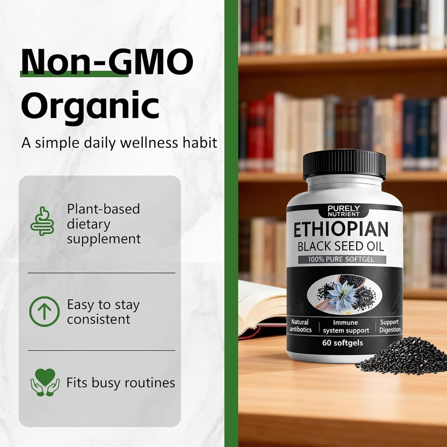 balmbare Purely Nutrient Ethiopian Black Seed Oil Softgels 60 Count
