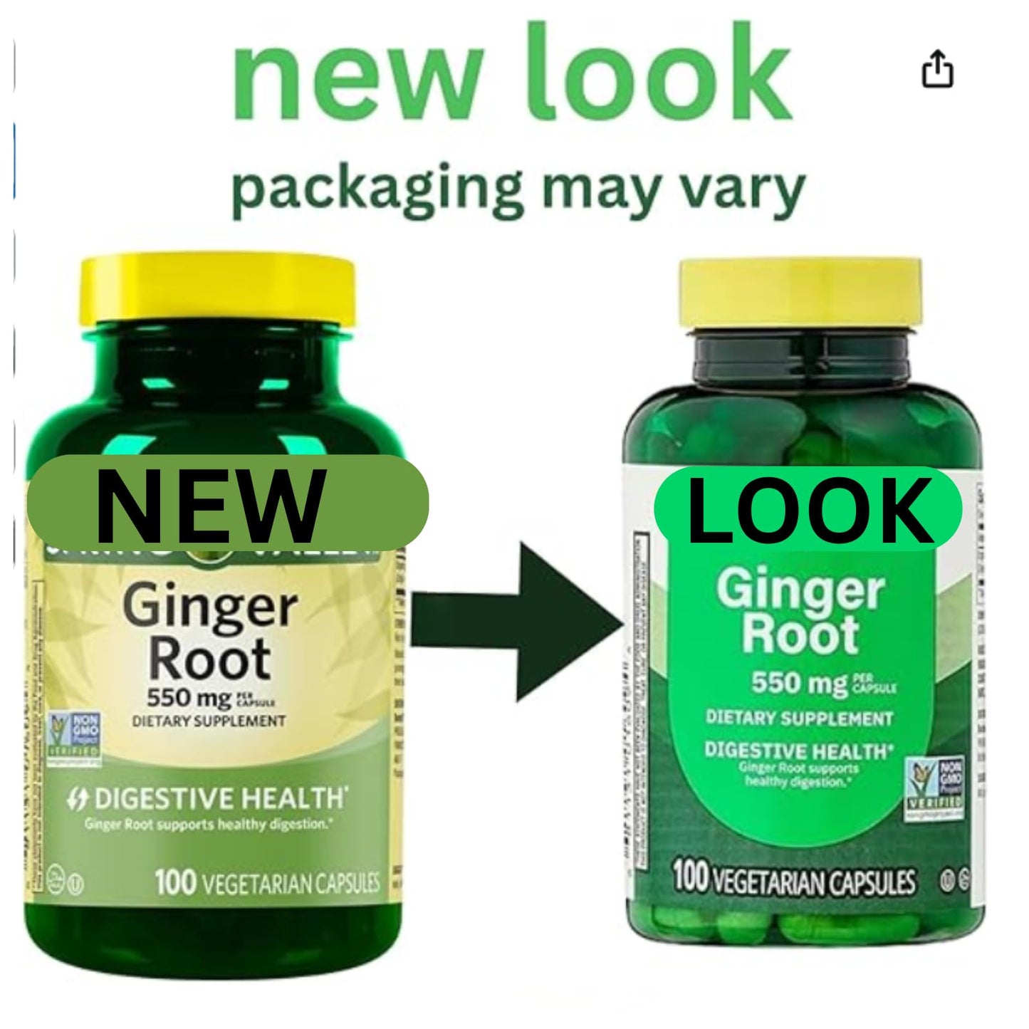 Generic Ginger Root 550 mg Capsules, 100 Count