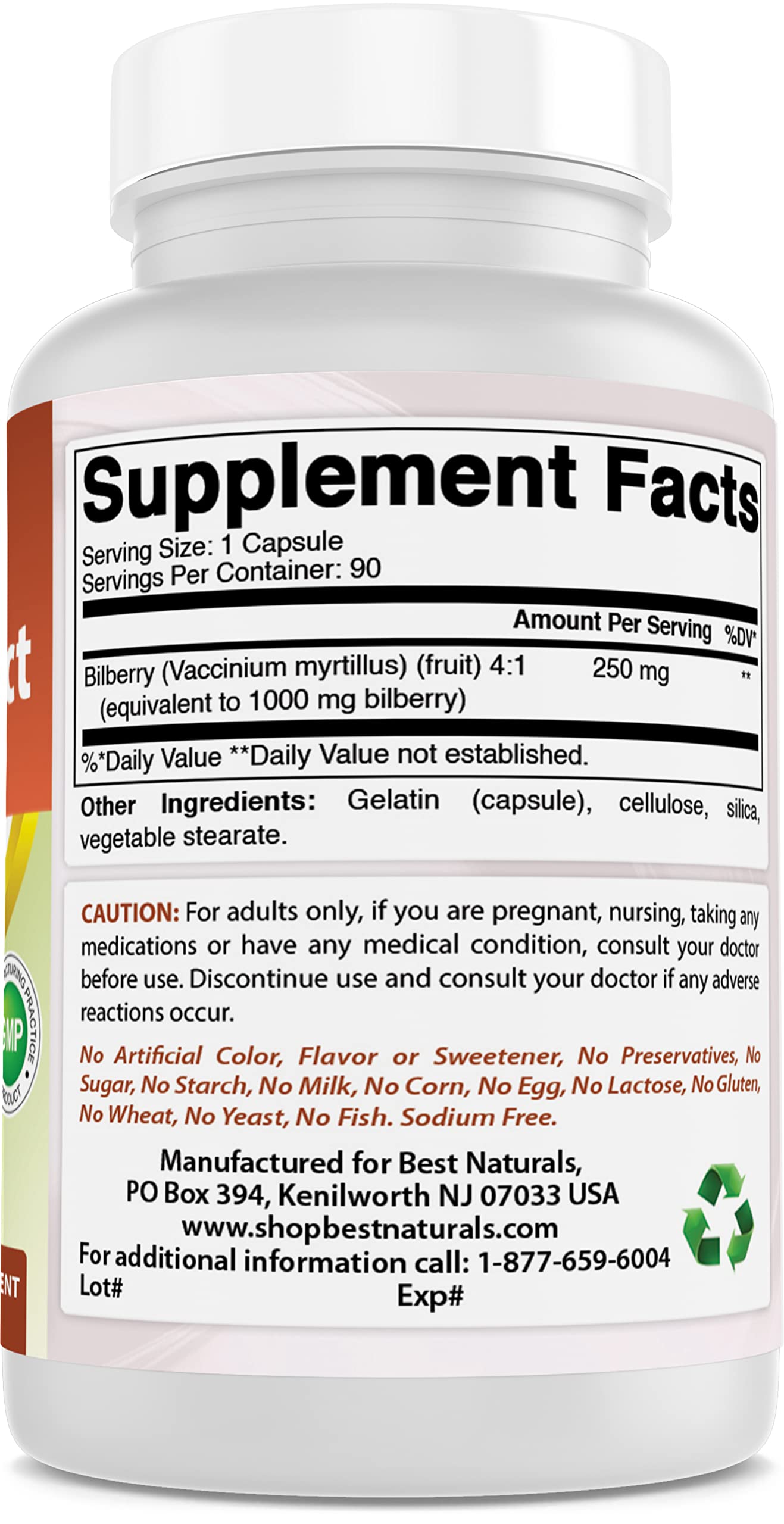 Best Naturals Bilberry 1000 mg Capsules, 270 Capsules