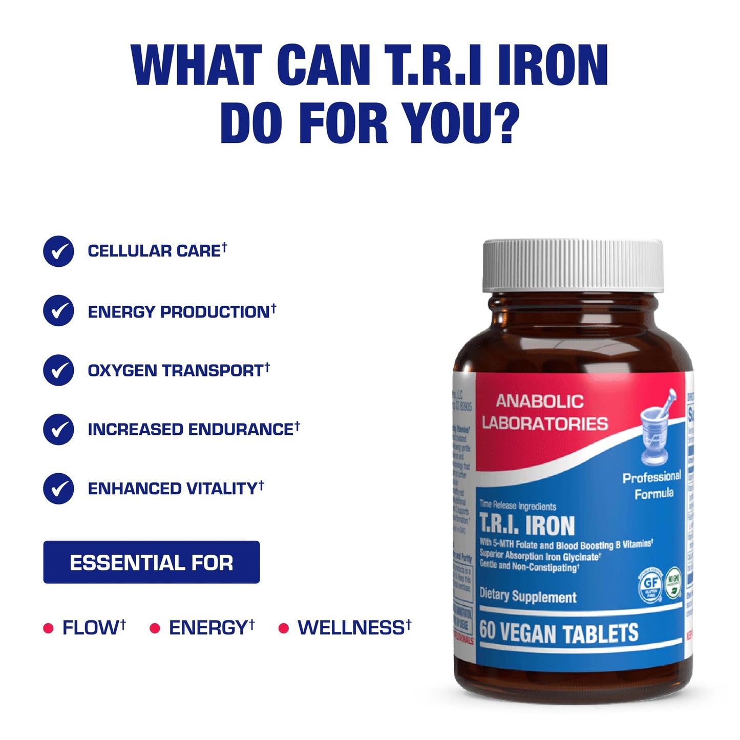 Anabolic Laboratories Slow Release Iron Supplement with Vitamin C Capsule, 60 Capsules
