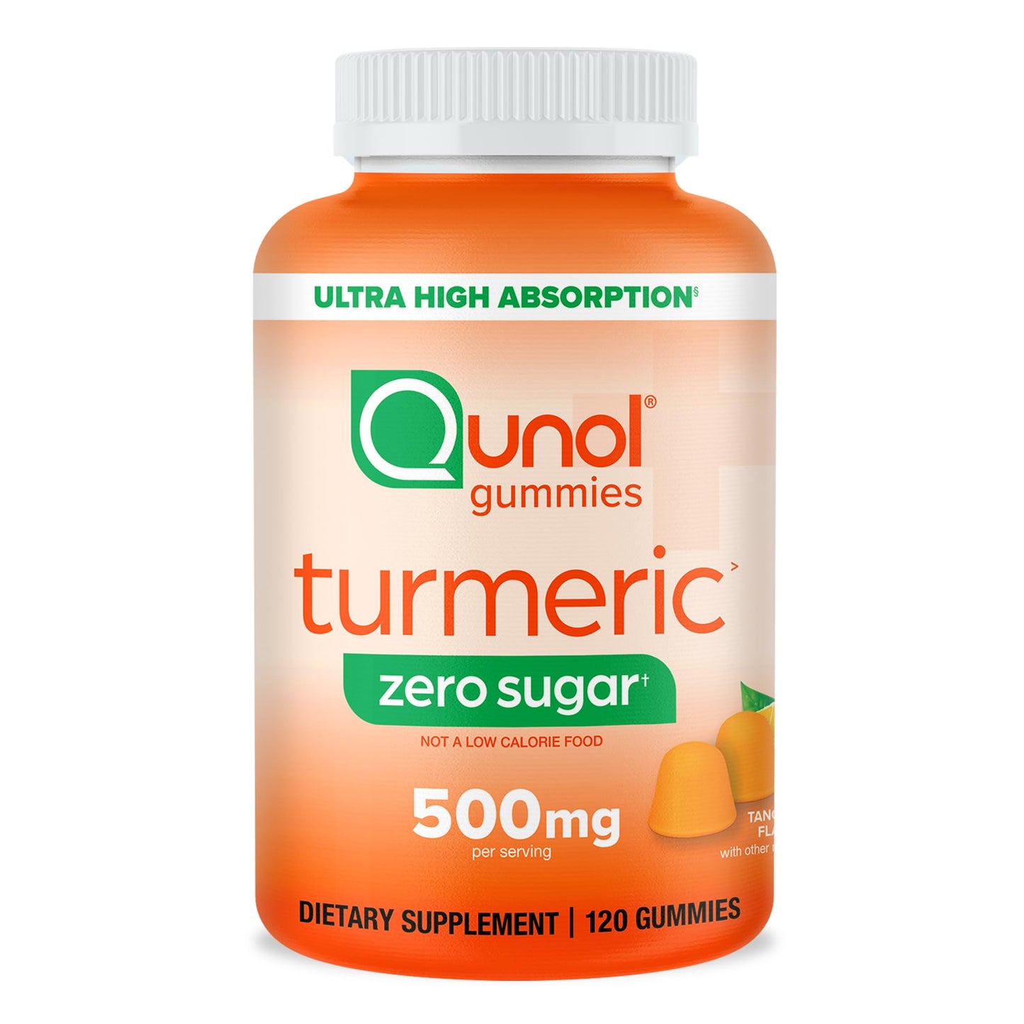 Qunol Zero Sugar Turmeric Gummies 500mg, Ultra High Absorption, 120 Count