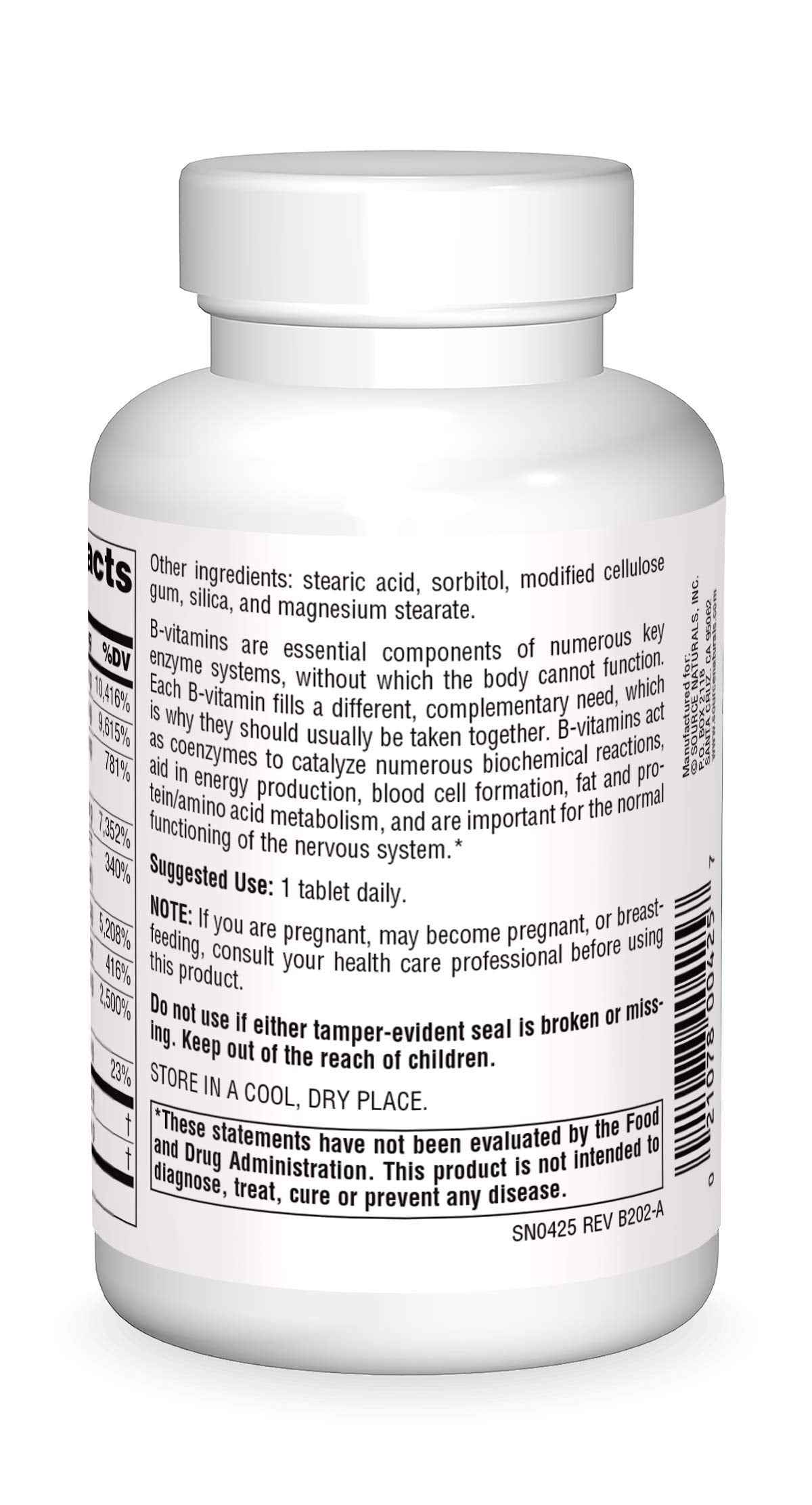 Source Naturals B-125 125 mg B-Vitamins for Energy Production Support Tablets, 60 Count