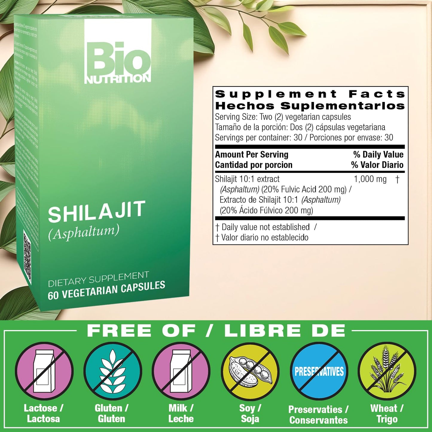 Bio Nutrition Shilajit (Asphaltum) Capsules 60 Count