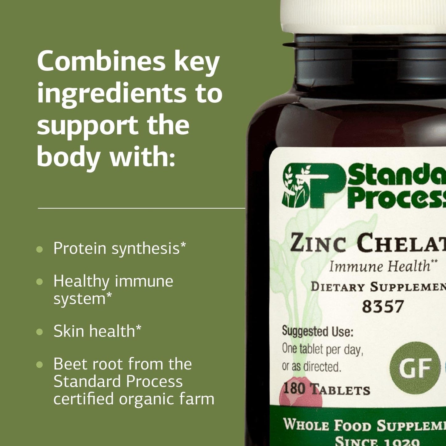 Standard Process Inc. Zinc Chelate, 180 Tablets