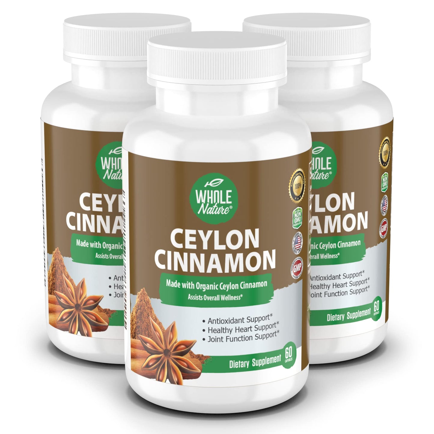 Whole Nature Organic Ceylon Cinnamon Capsules 1200mg, 60 Capsules