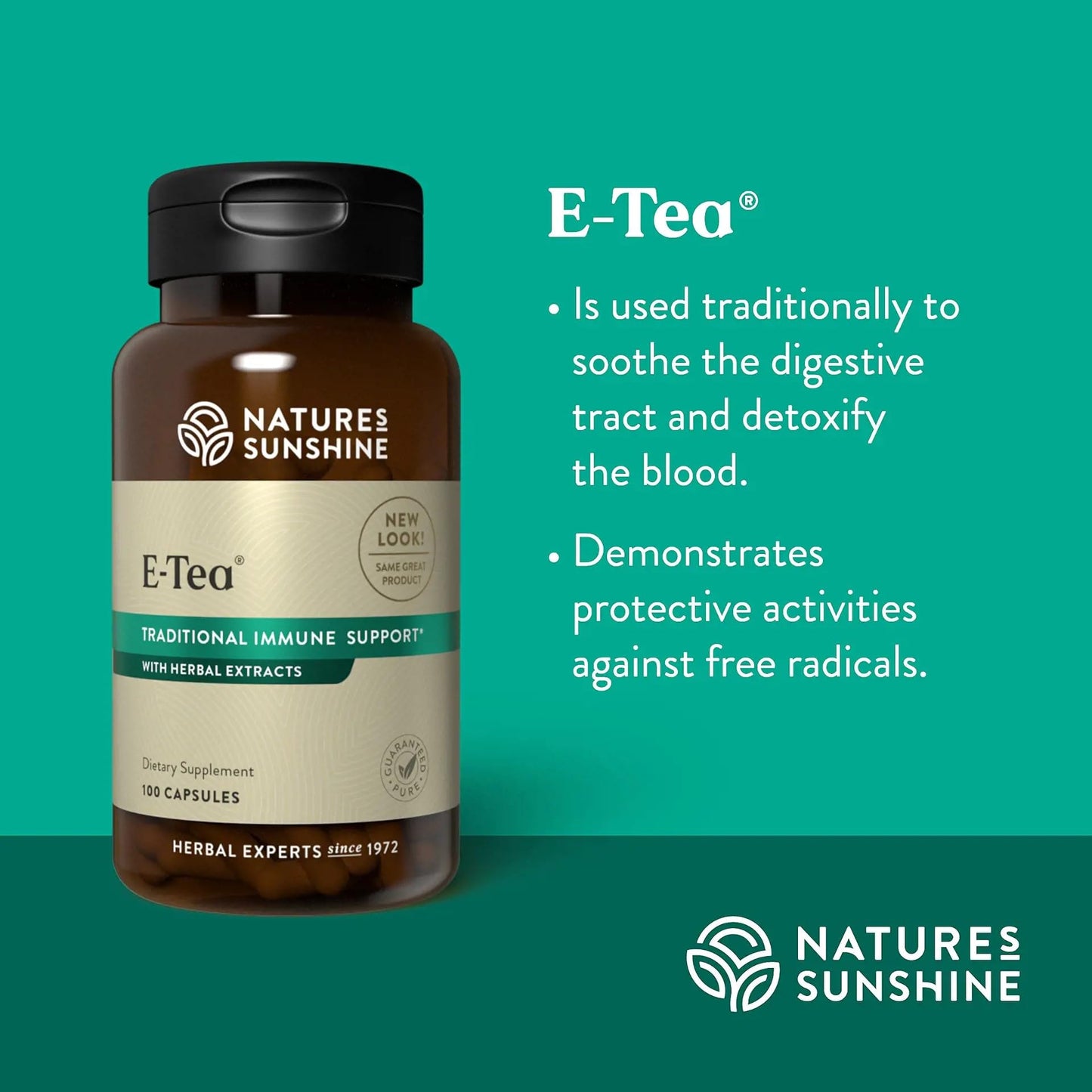 Nature's Sunshine E-Tea Capsules 100 Count