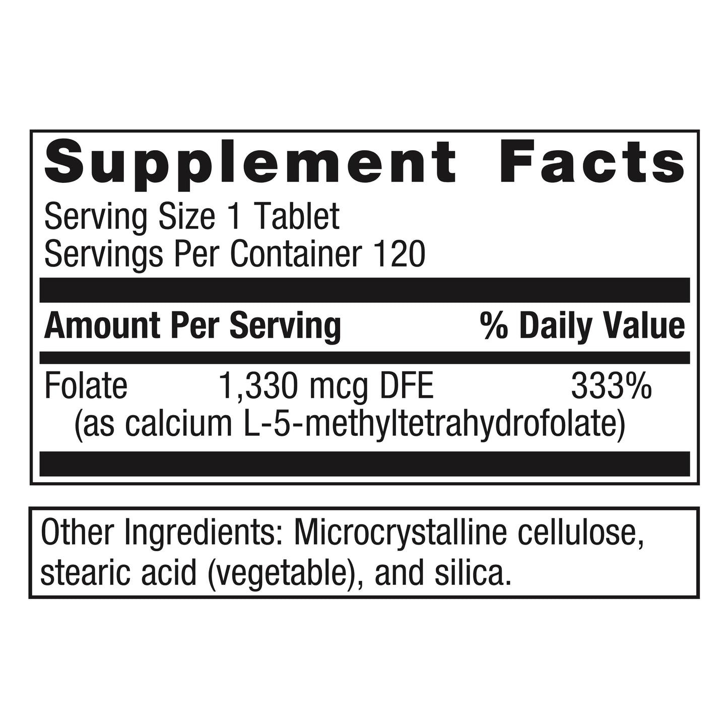 Metagenics FolaPro, L-5-MTHF Folate 1,330 mcg DFE, 120 Tablets