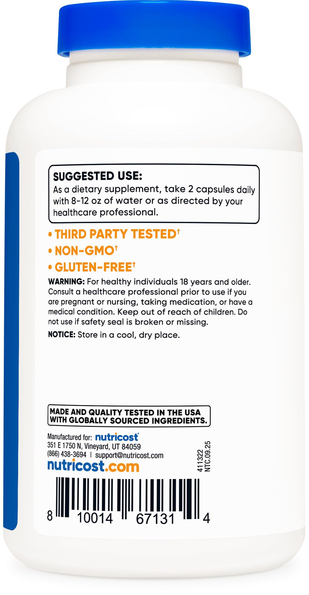 Nutricost L-Proline 1000mg Capsules, 180 Count