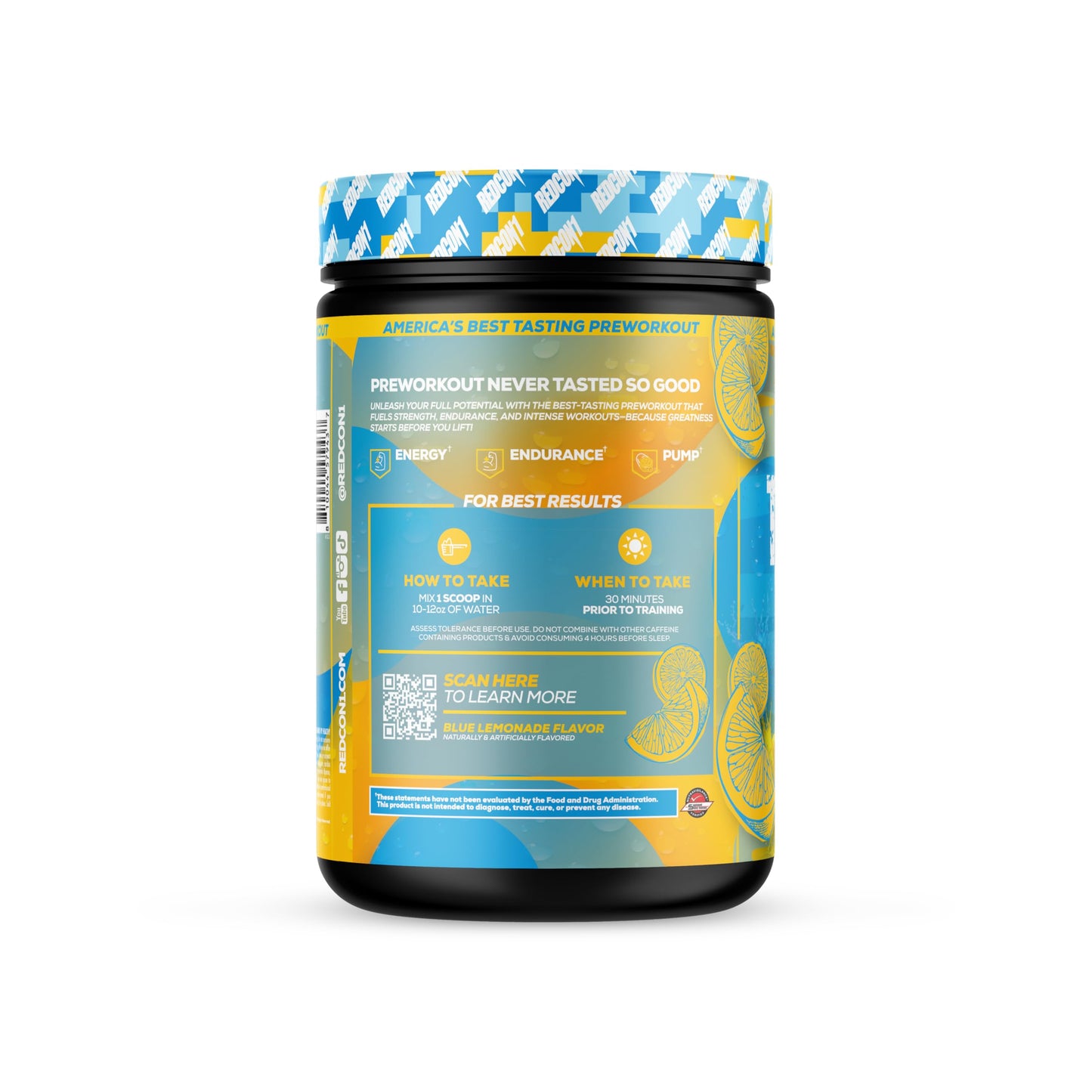 REDCON1 Total War Reloaded Pre Workout Icey Blue Lemonade Powder, 15.66 Ounce