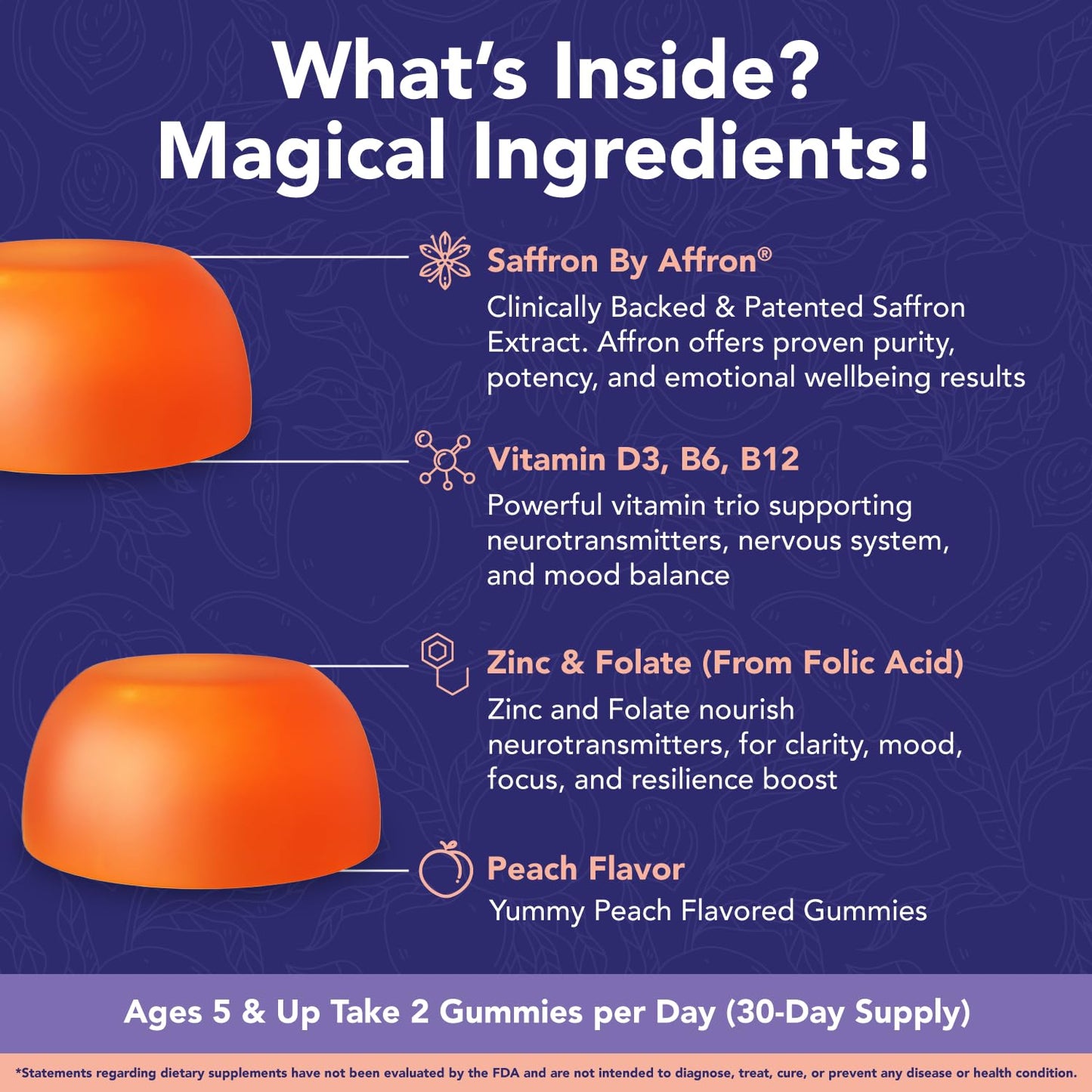 NutriMagic Kids Brain Booster+ 30mg Saffron-Based Multivitamin Gummies, 120 Count