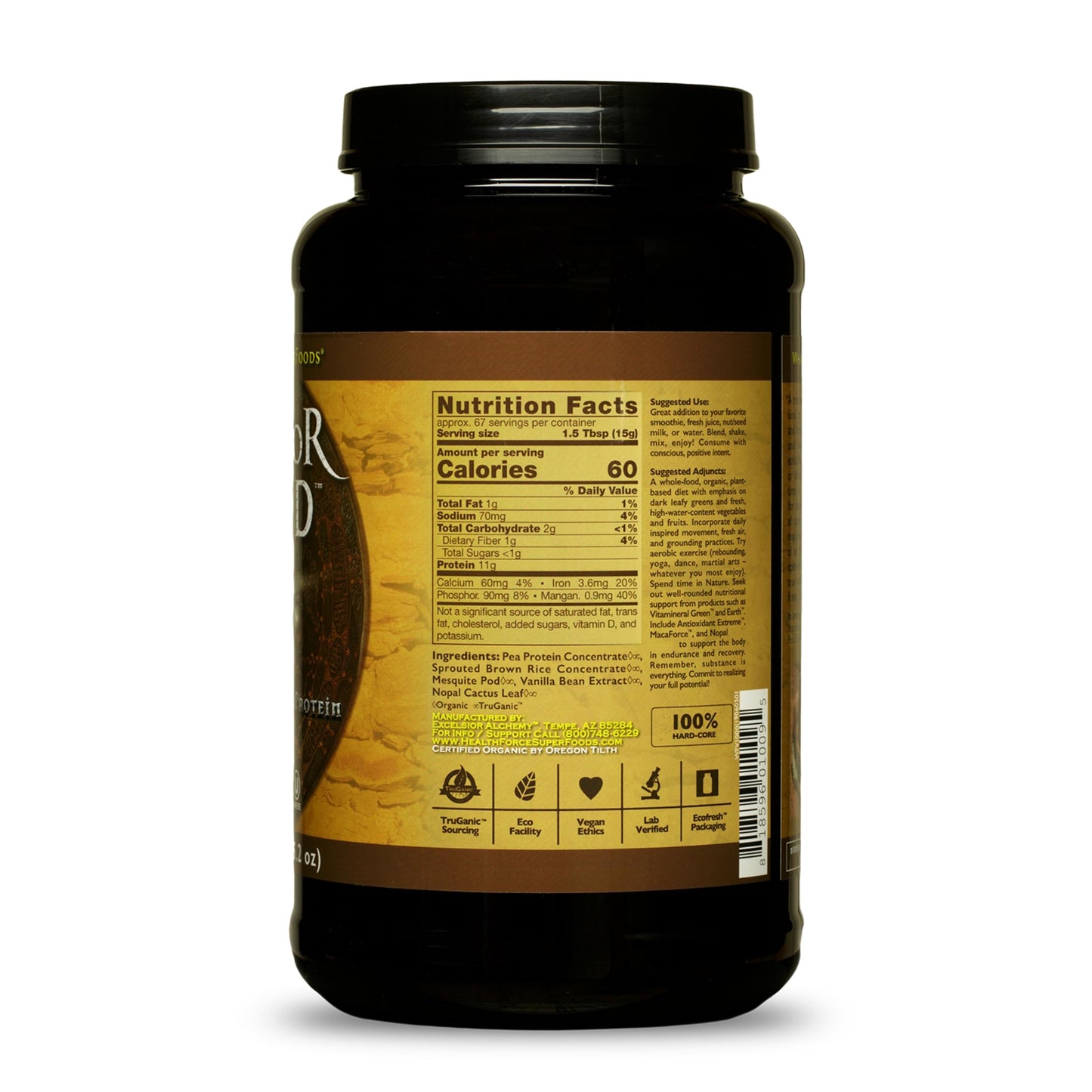 HealthForce SuperFoods Warrior Food Plant Based Protein Powder 35.2 oz Vanilla Flavor