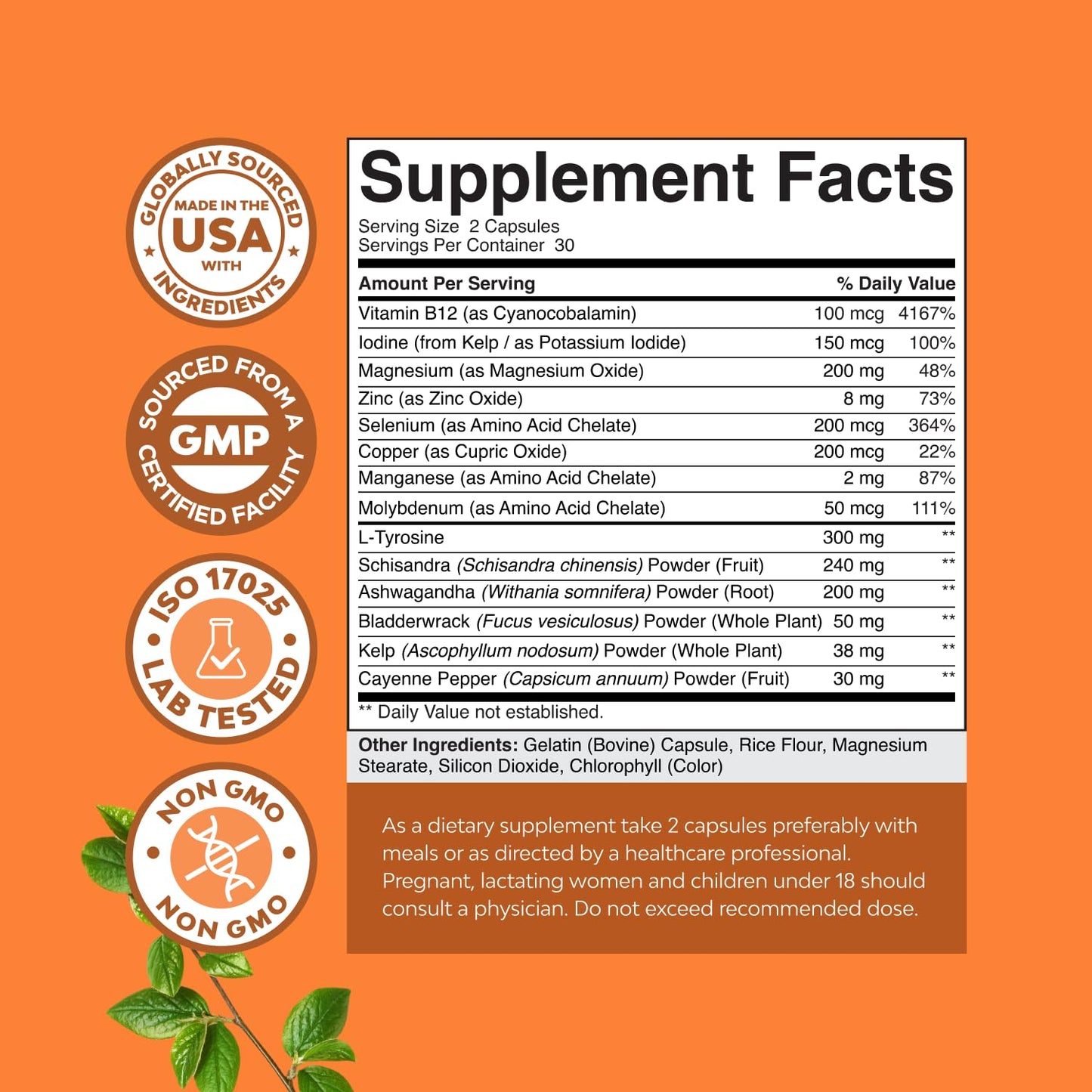 Natures Craft Herbal Thyroid Support Complex & High Absorption Magnesium Complex Capsules, 2-Pack