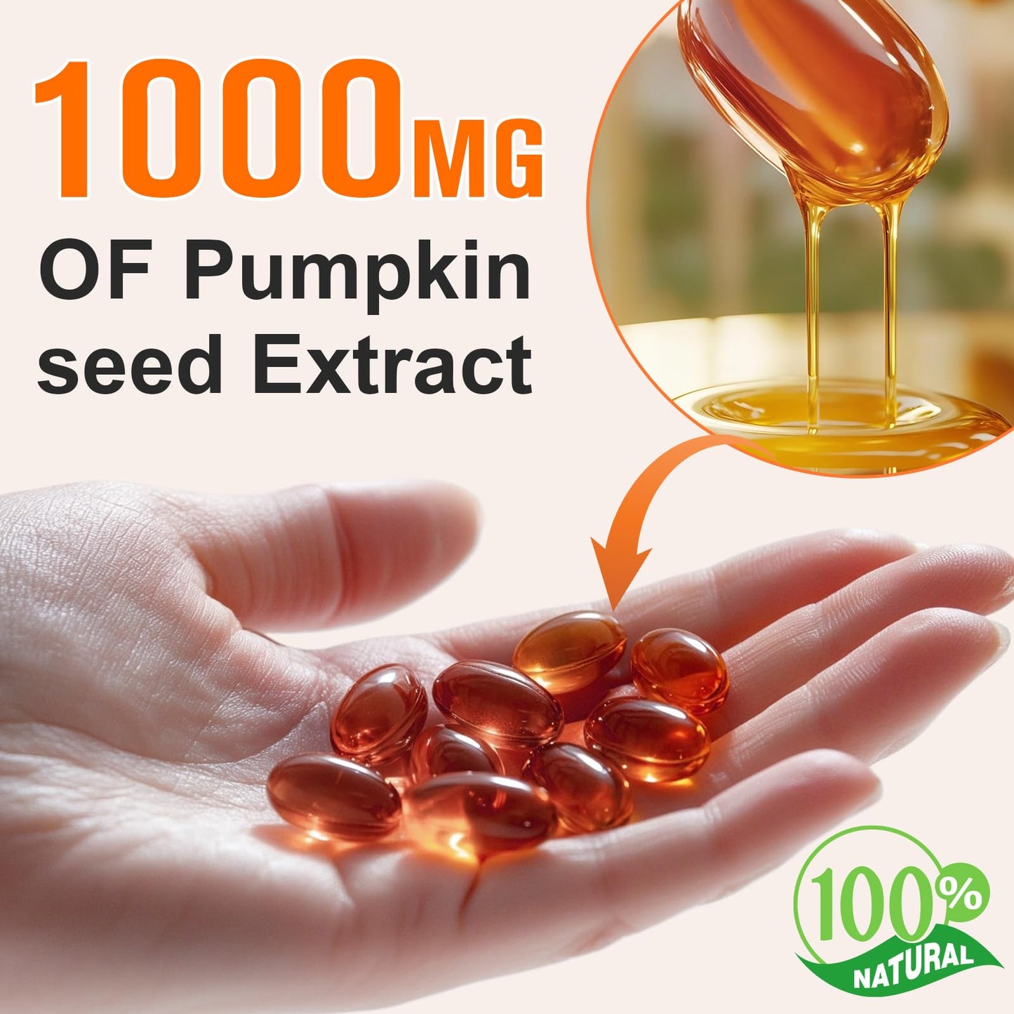 XQDCICQU Pumpkin Seed Oil Capsules 1000mg per Serving Cold Pressed Pure Virgin Oil Essential Fatty Acids & Phytosterols Non-GMO Gluten Free Formula 300 Capsules