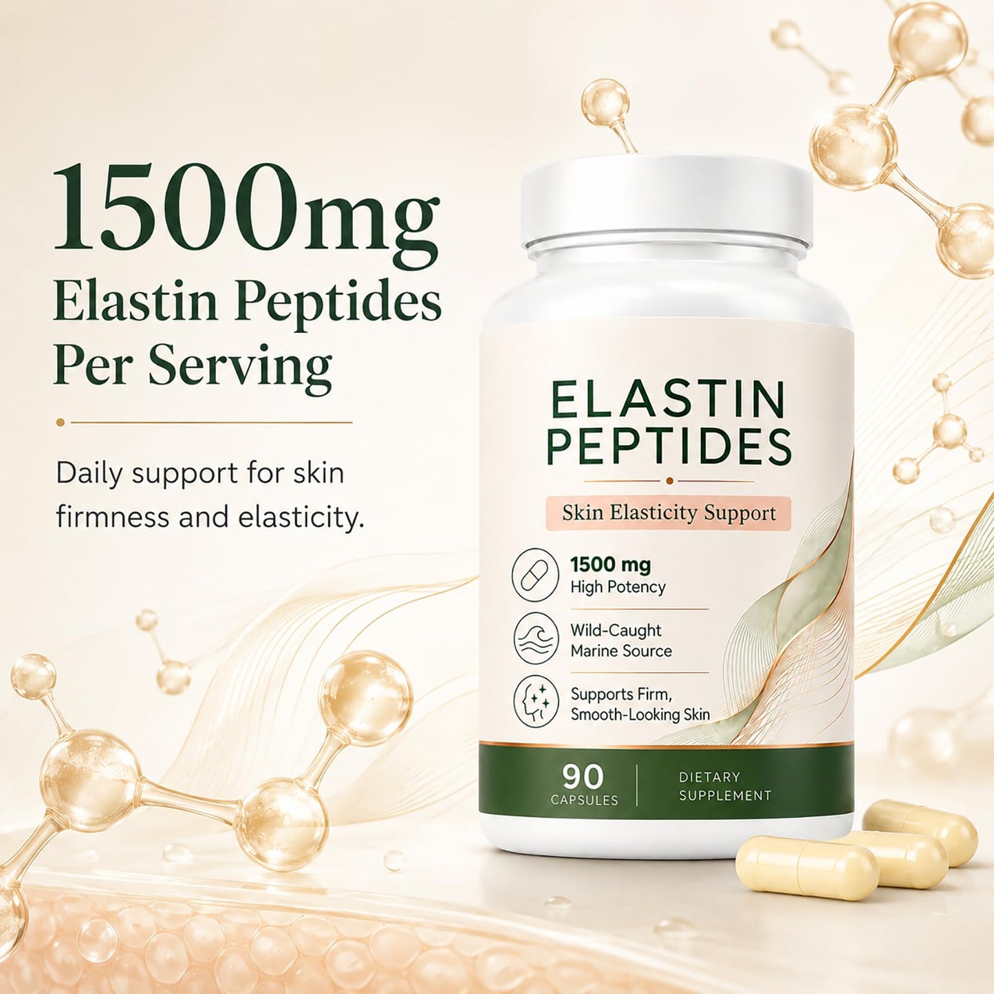 UOZXIL Elastin Peptide Skin Tightening Formula, 90 Capsules