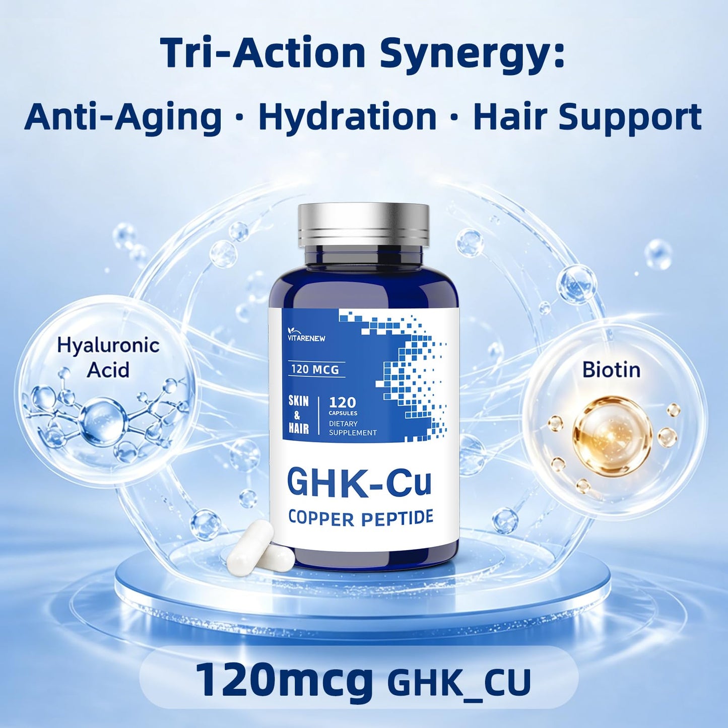 VITARENEW GHK-Cu Copper Peptide Supplement Capsules 120