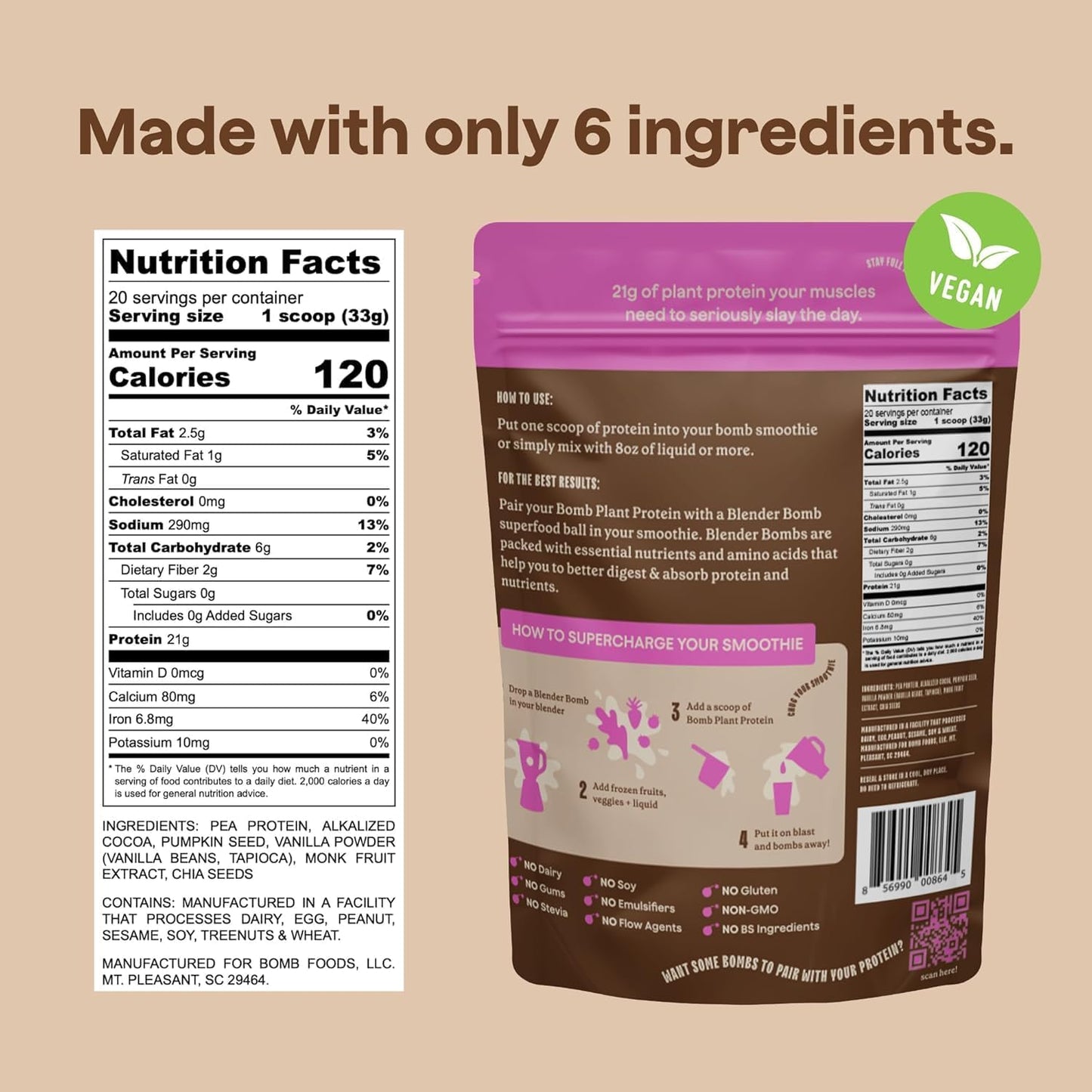 Blender Bombs Bomb Plant Protein Powder, 23.5 oz