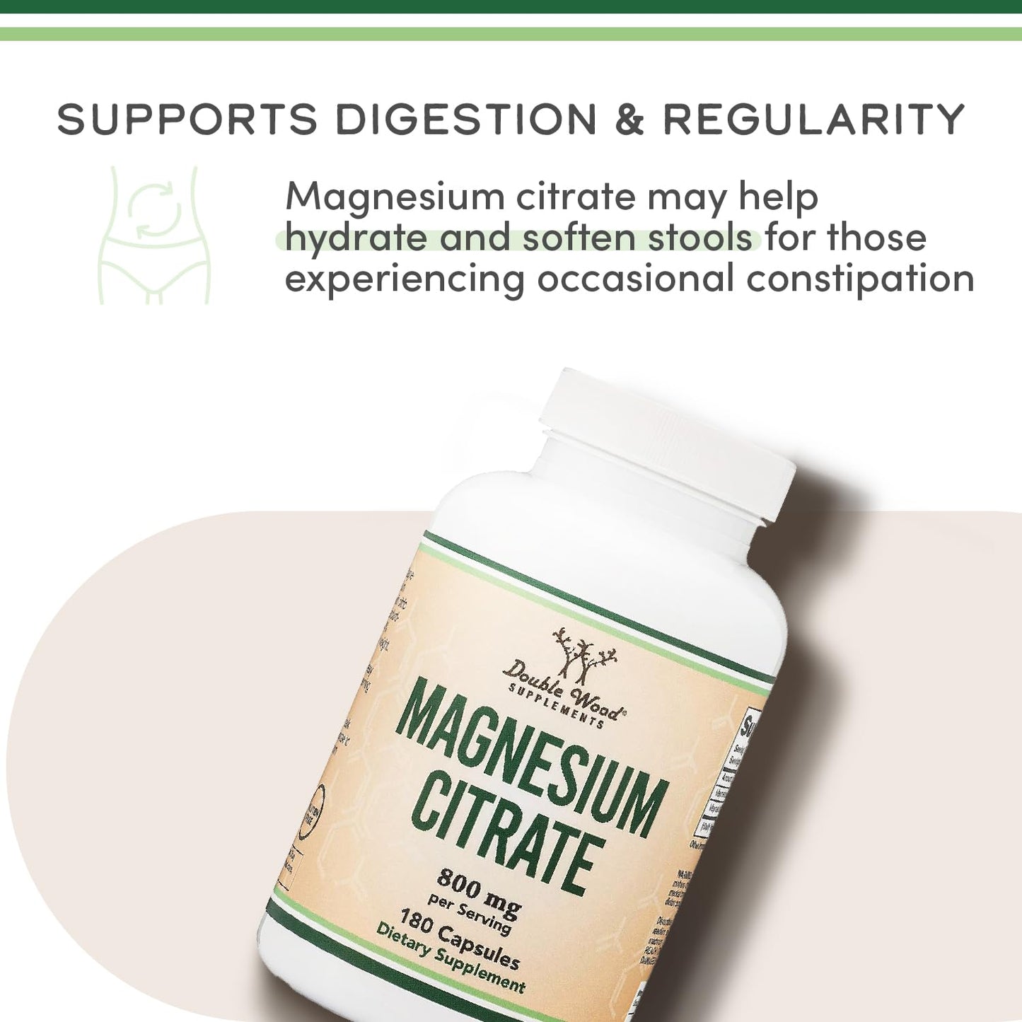 Double Wood Supplements Magnesium Citrate 800mg Capsules, 90 Count