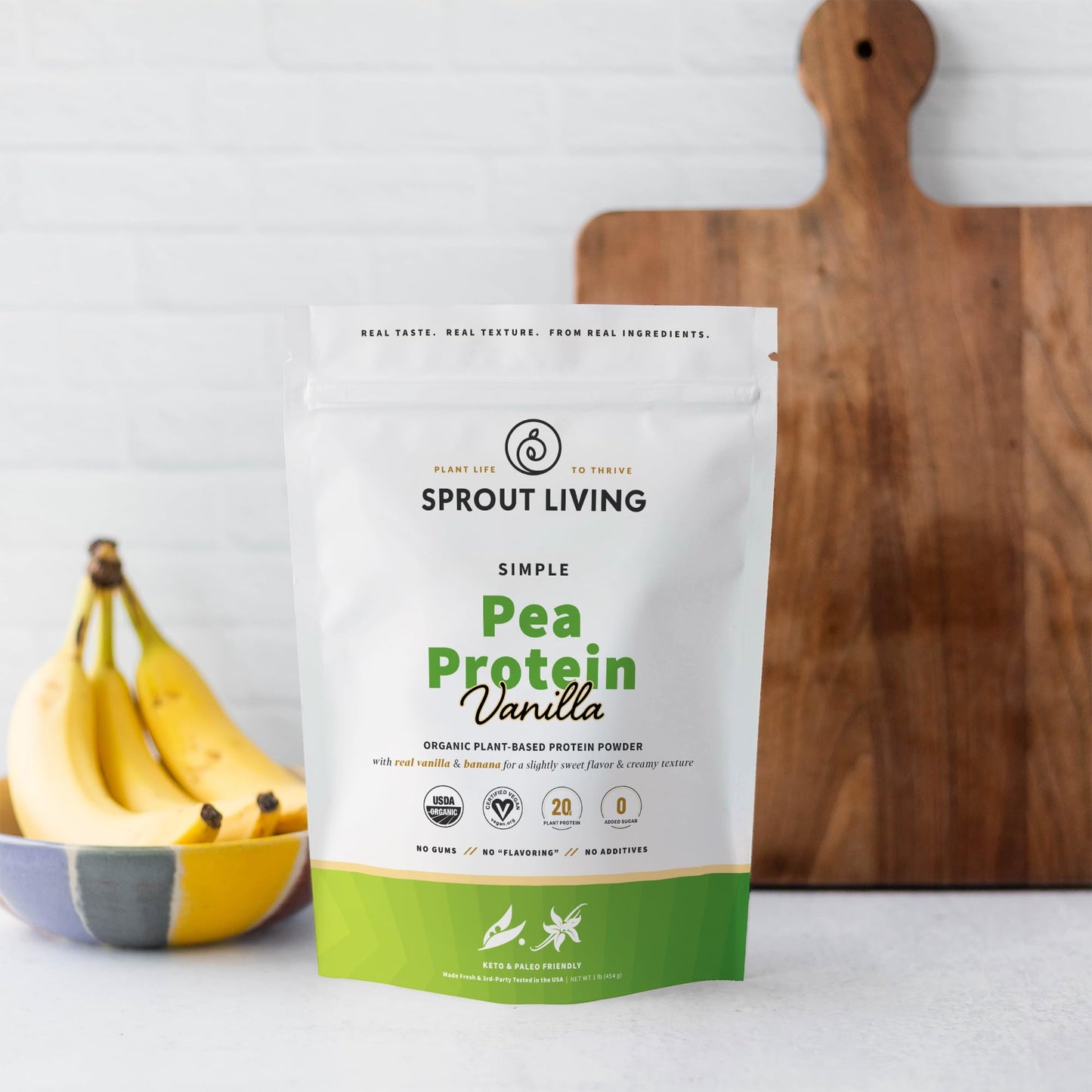 Sprout Living Organic Pea Protein Powder, Vanilla Flavor, 16