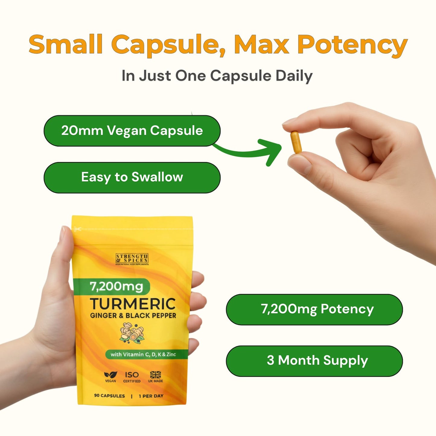 STRENGTH & SPICES Turmeric Curcumin Capsules 90 Count