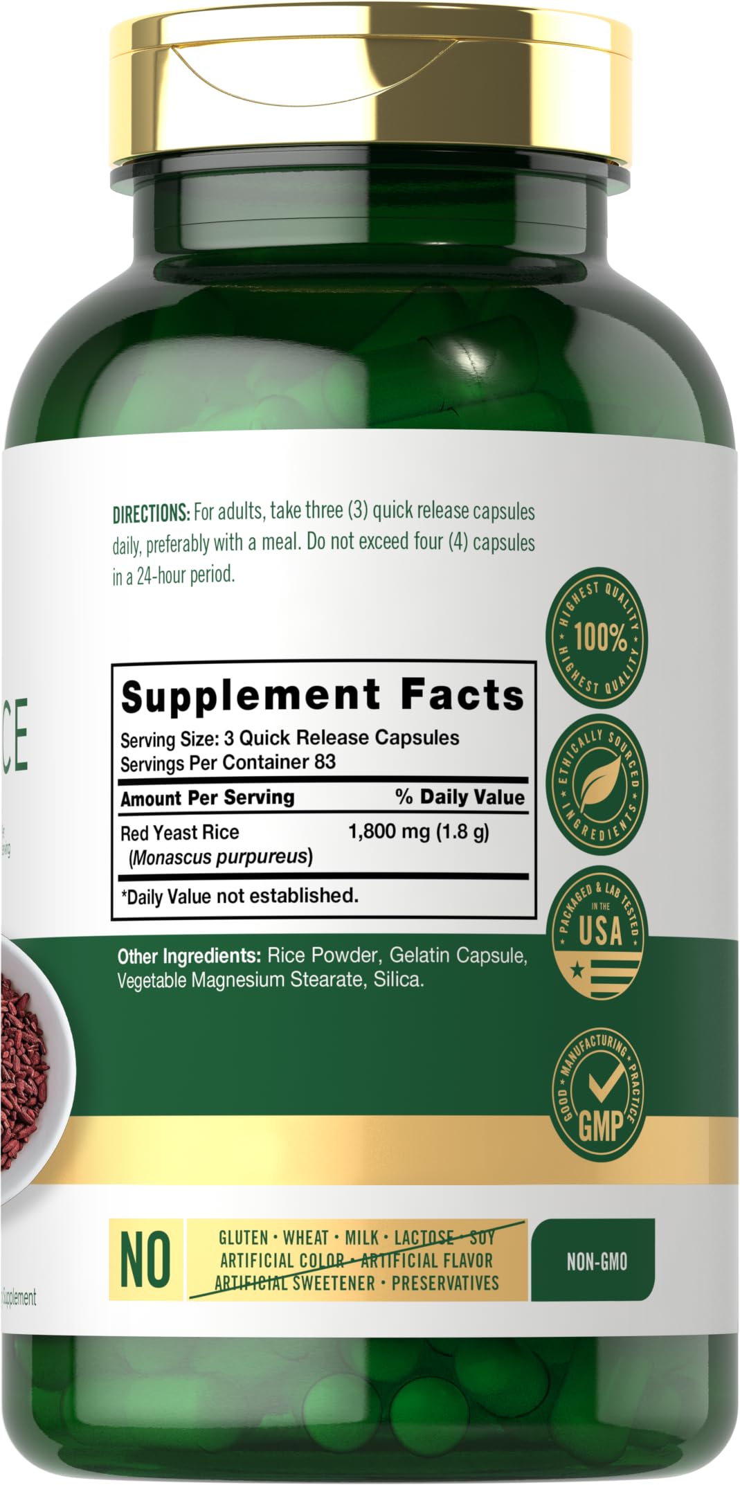 Carlyle Red Yeast Rice Supplement 250 Capsules