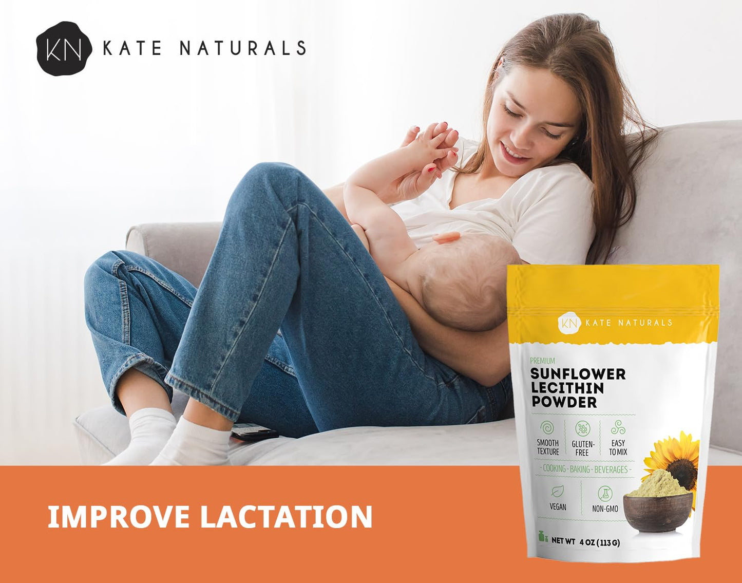 Kate Naturals Sunflower Lecithin Powder & Brewer's Yeast Bundle, 16 oz