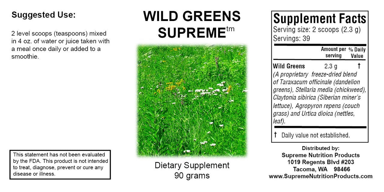 Supreme Nutrition Products Supreme Wild Greens Supreme Pure 90 Grams Herbal Combination Powder, 3.17 oz
