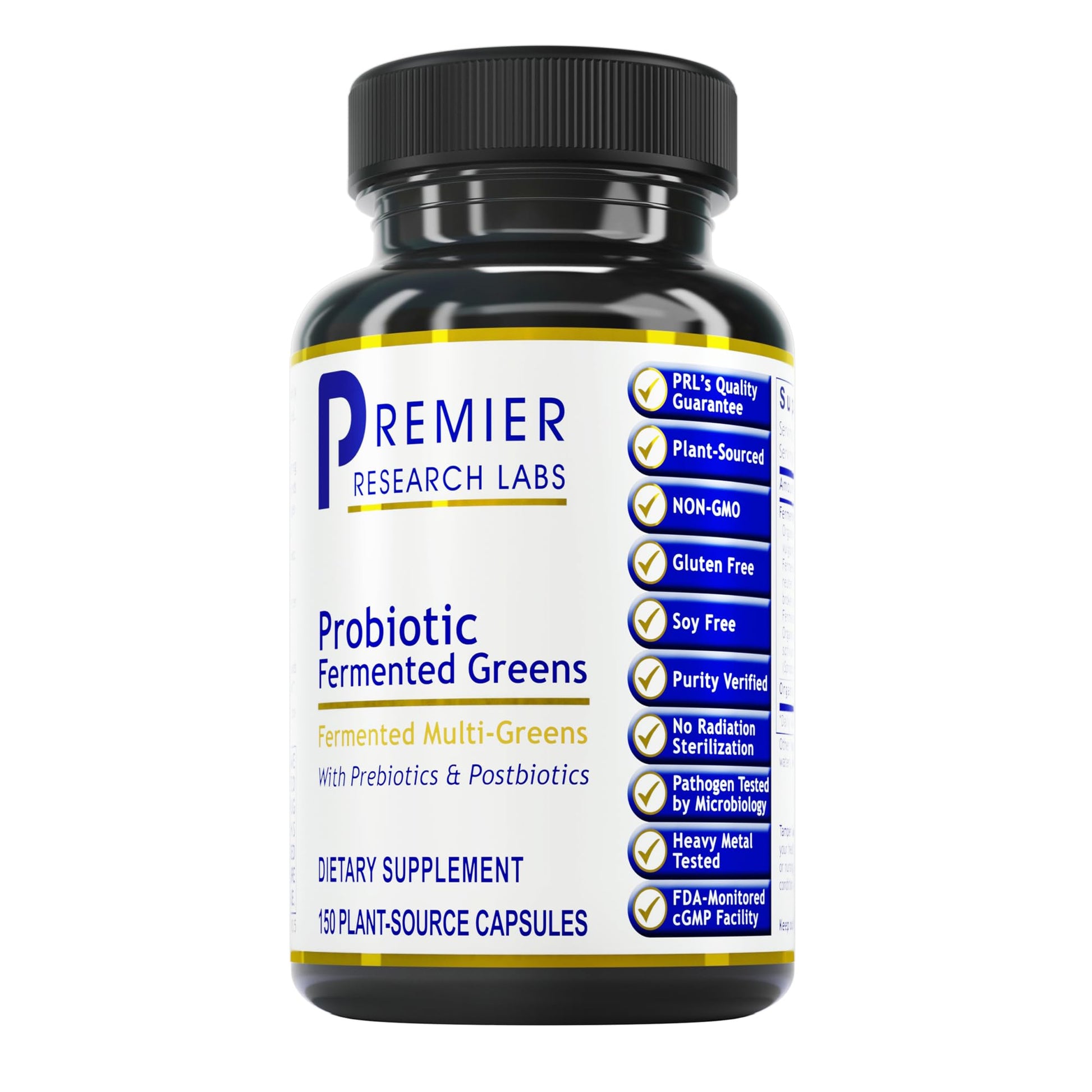 Premier Research Labs Probiotic Fermented Greens Capsules, 150 Count