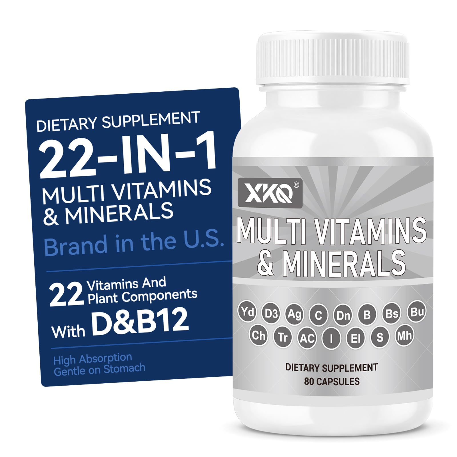 XKQ Multivitamins & Mineral Capsules Once Daily, 80 Capsules