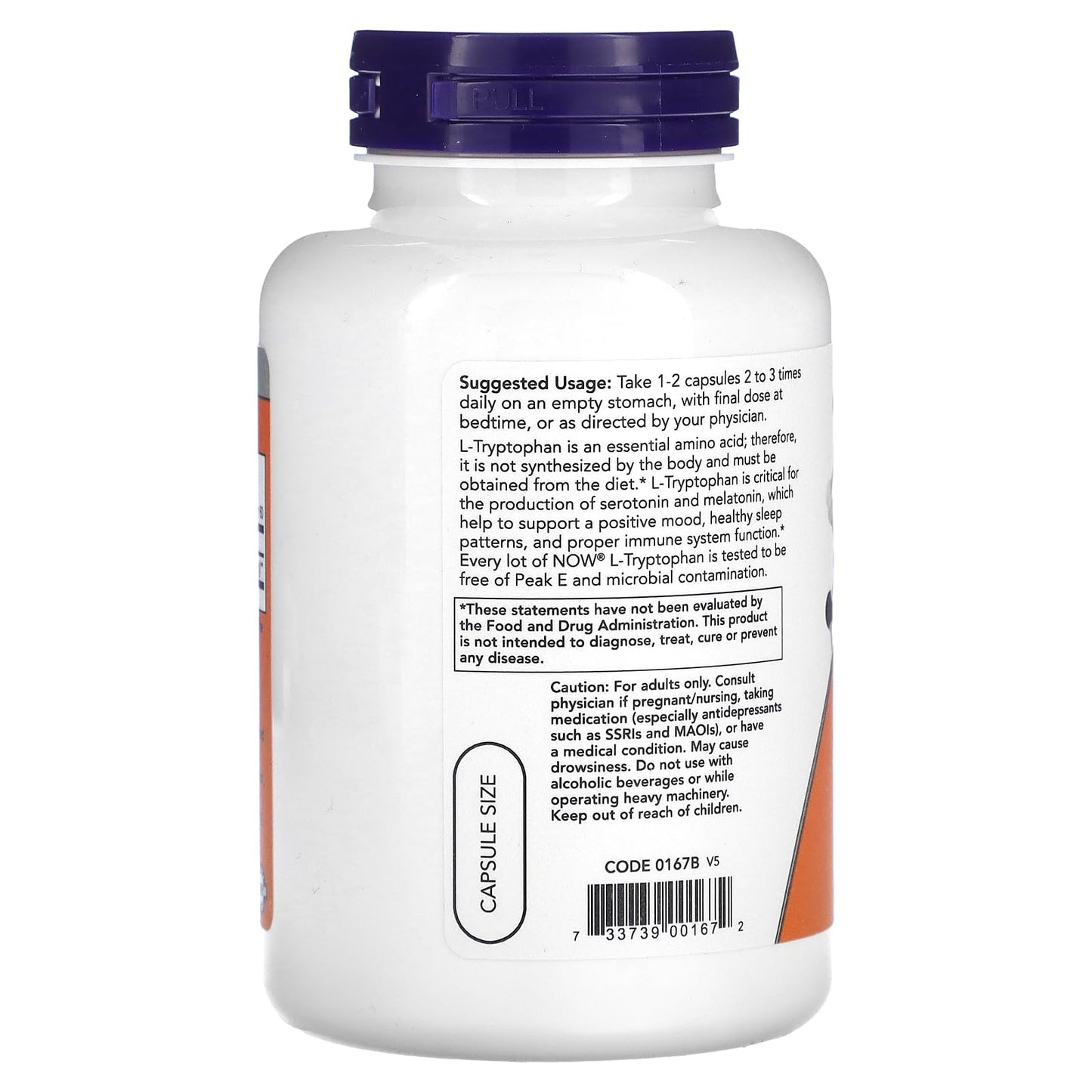 NOW Foods L-Tryptophan 500 mg Capsule, 120 Count