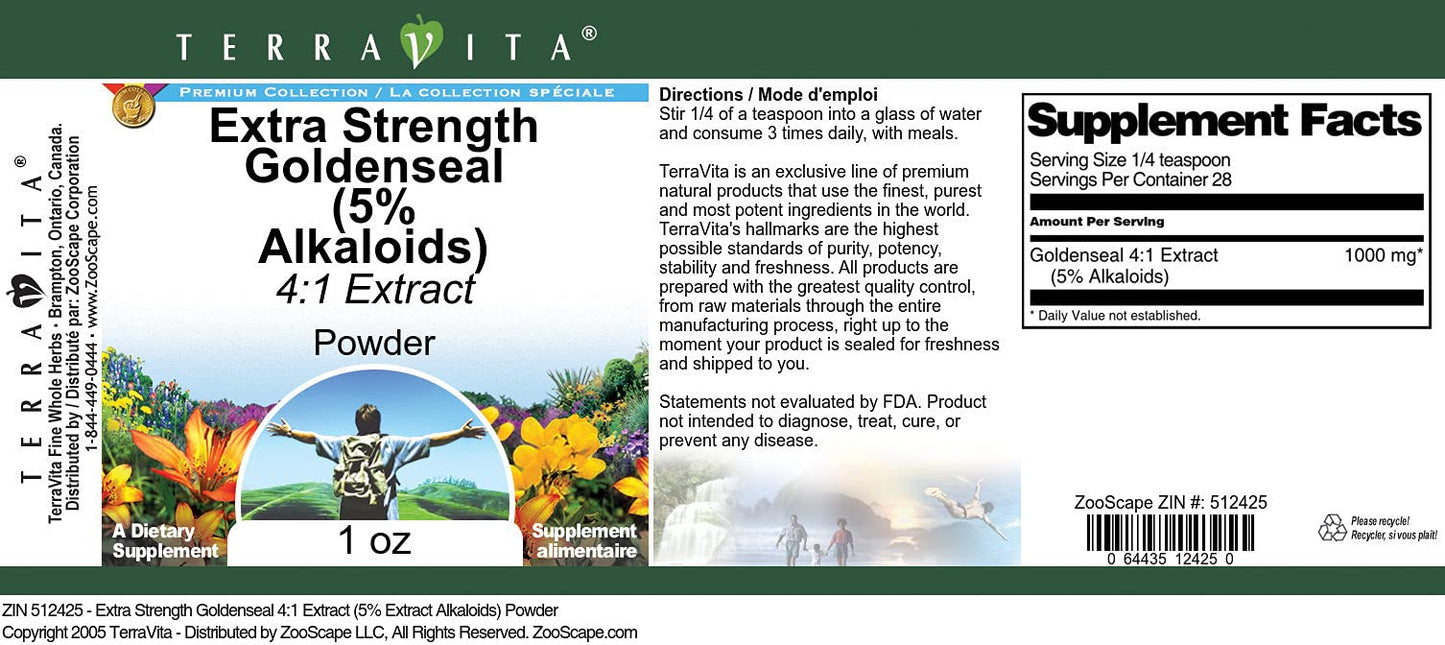 Terravita Goldenseal Extra Strength 4:1 Extract Powder 1 oz