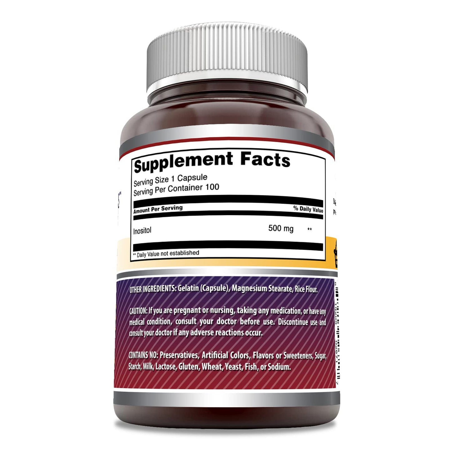 Amazing Nutrition Inositol 500 mg Capsules, 100 Count