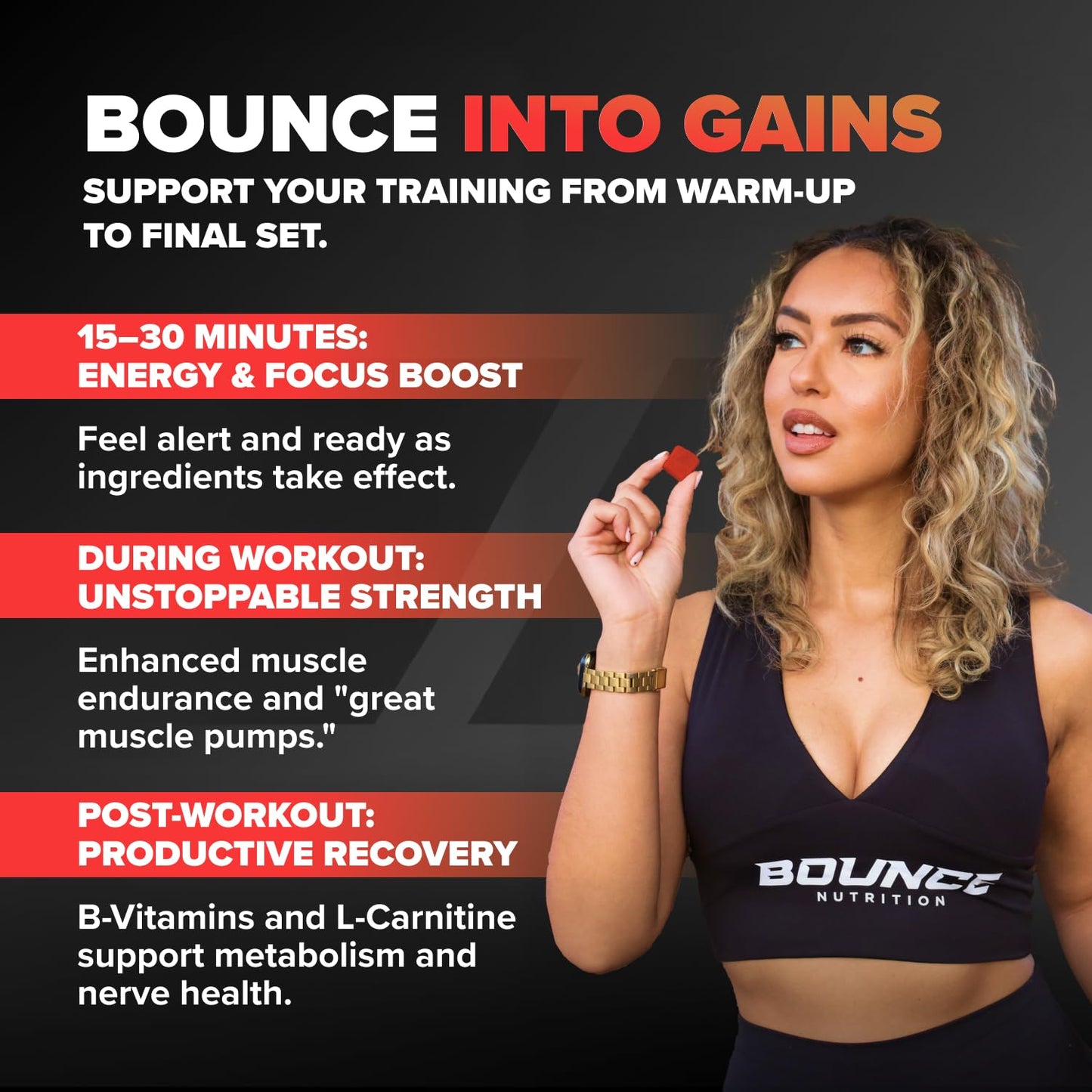 Bounce Pro Beast Mode Pre Workout Gummies, 50 Count