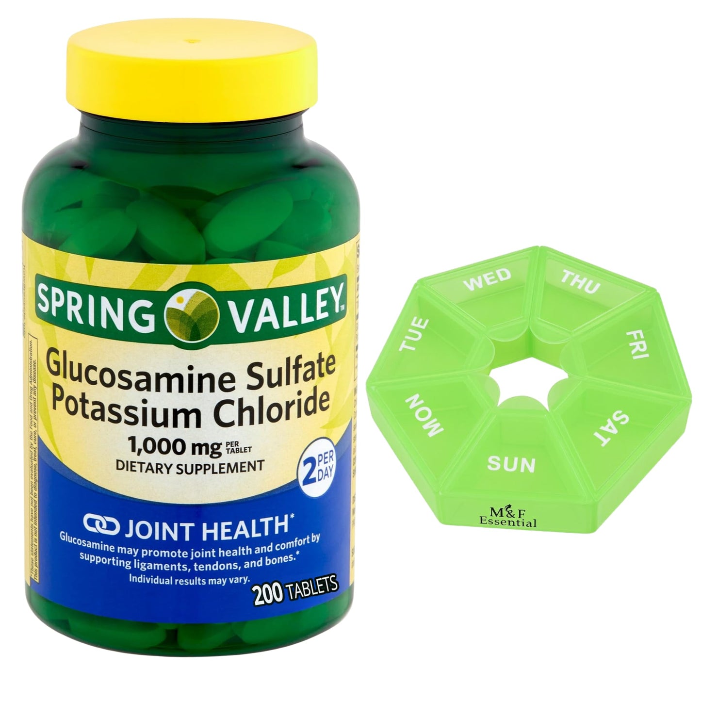 M&F Essential Glucosamine Sulfate Potassium Chloride 1000 mg Tablets, 200 Count