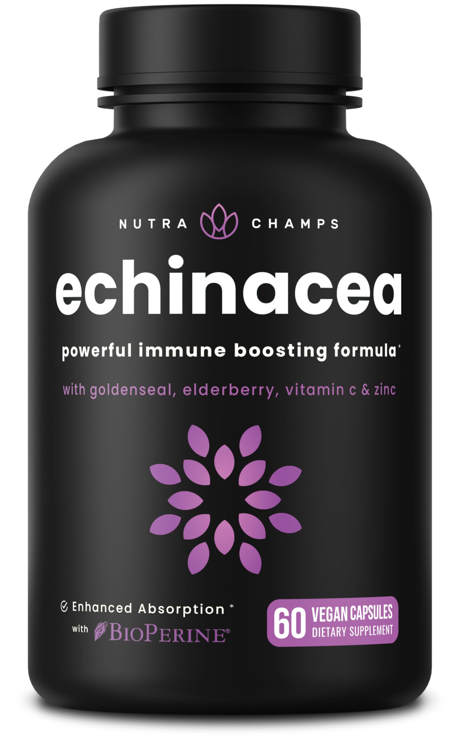 NutraChamps Echinacea 1000mg Capsules, 60 Count