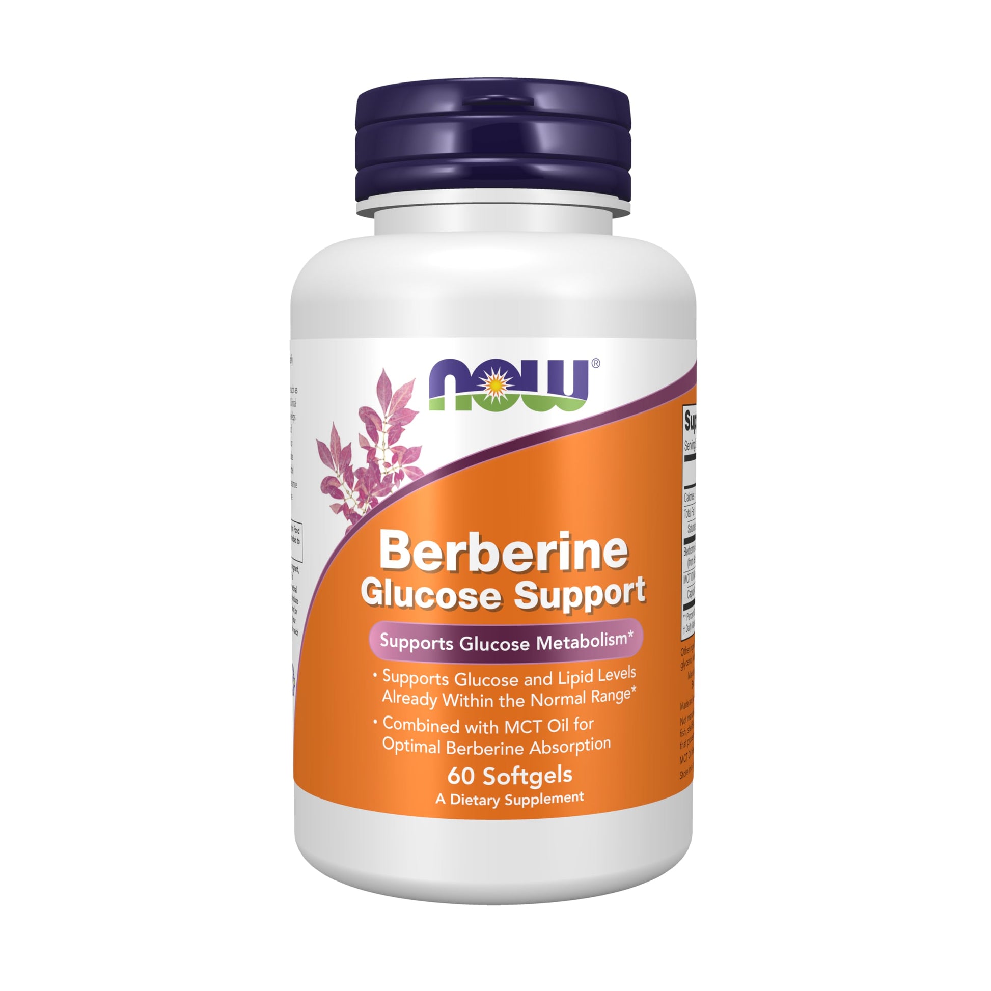 NOW Foods Berberine Glucose Support with MCT Oil Softgels 60 Count