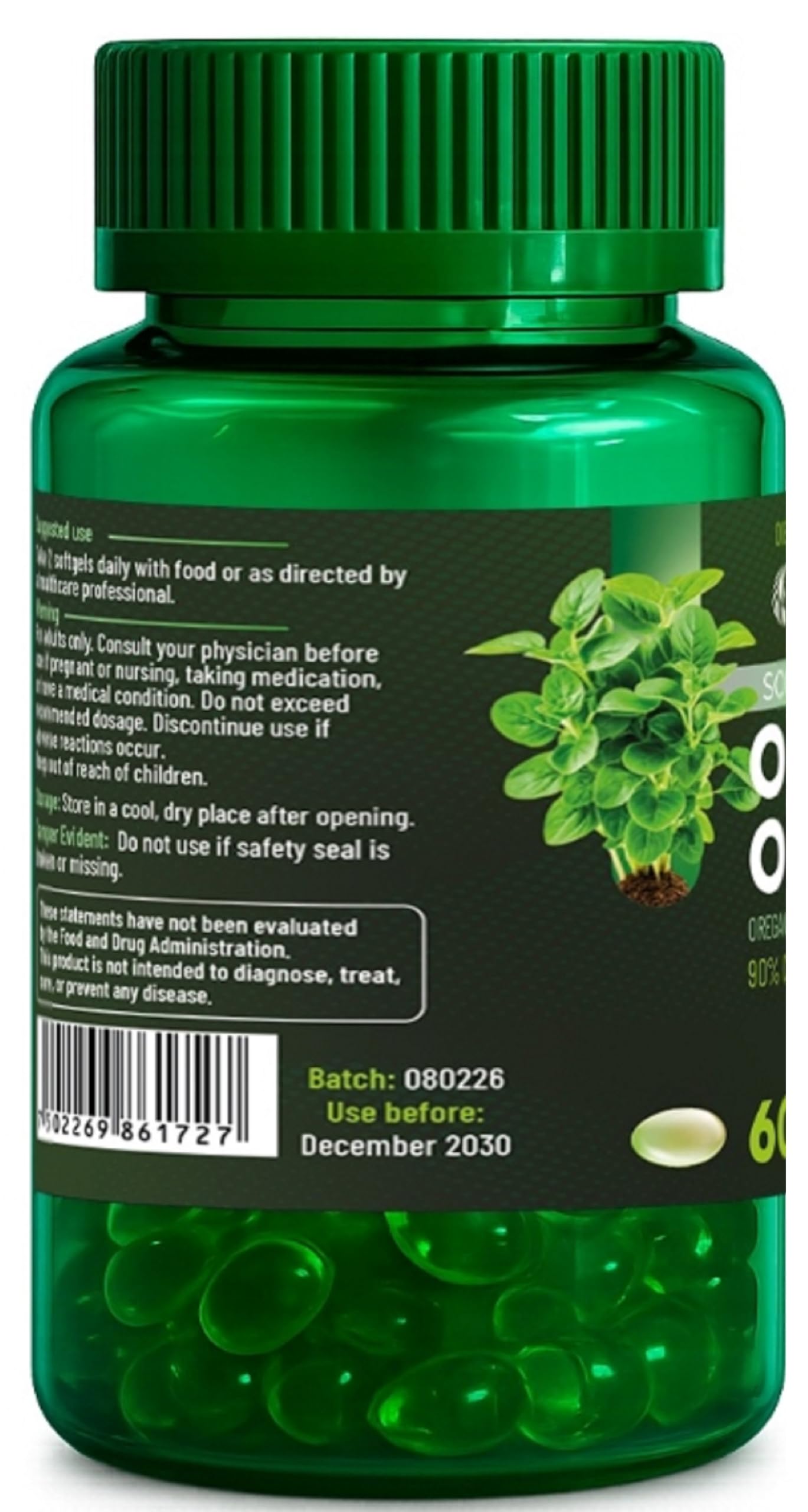 Lenico Comercializadora Oregano Oil Softgels 400 mg per Serving (60 Softgels)