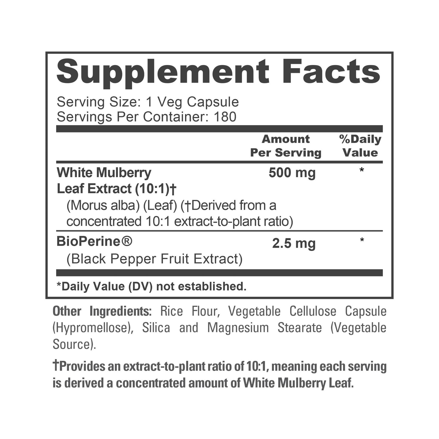 NusaPure White Mulberry Leaf Capsules, 180 Count