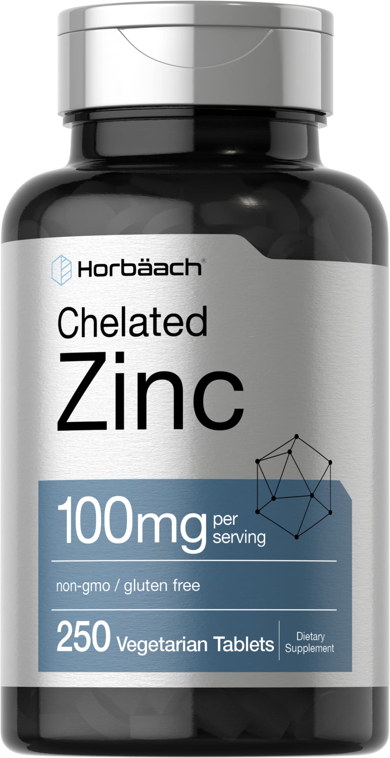 Horbäach Chelated Zinc Supplement 100mg Tablets, 250