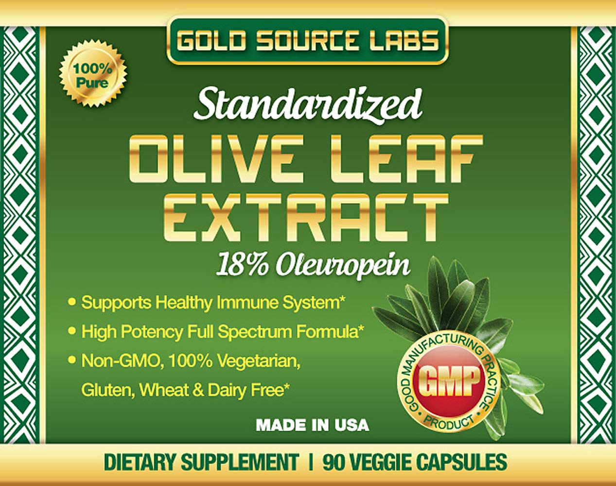 Gold Source Labs Organic Olive Leaf Extract Capsules - 400 mg Maximum Strength, 90 Count