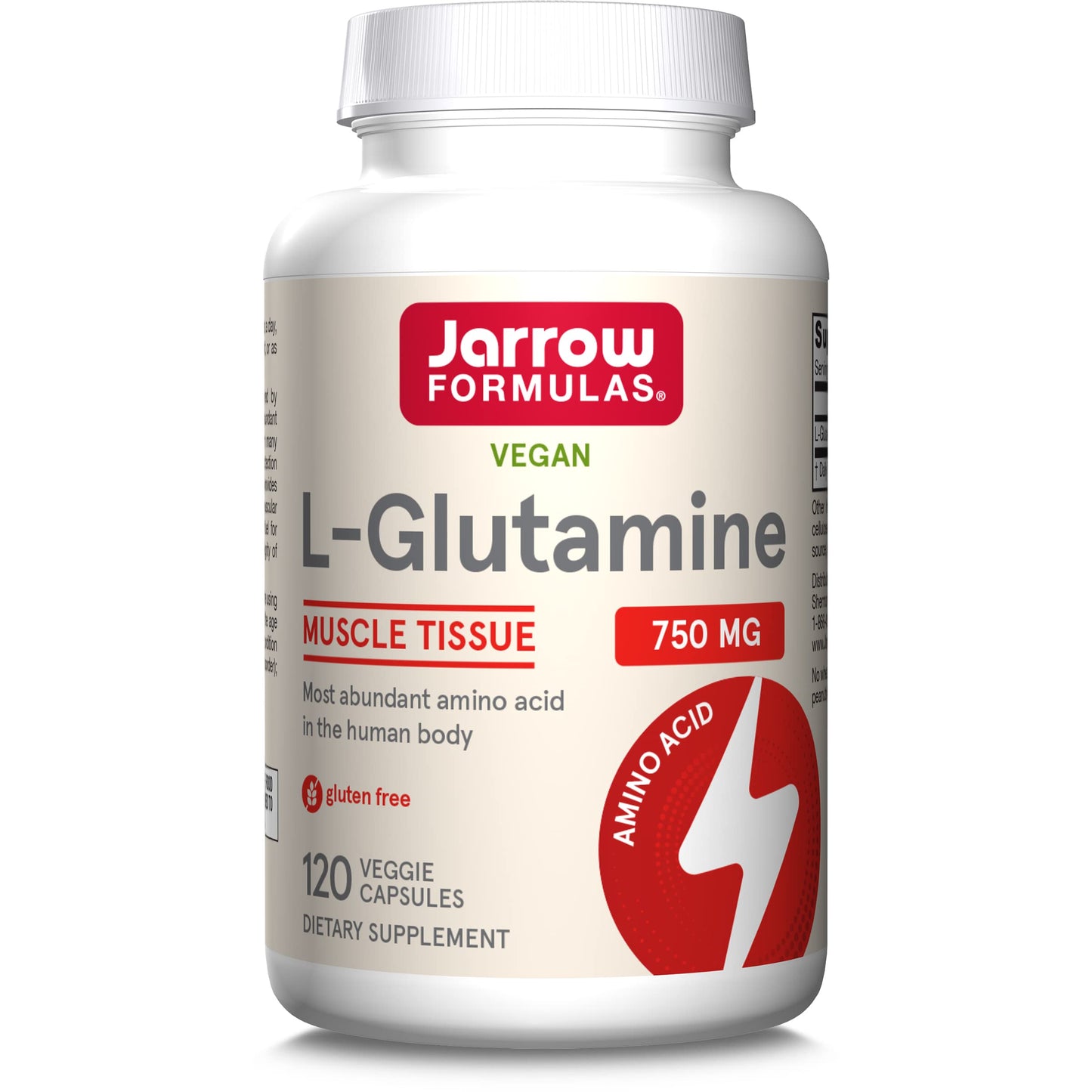 Jarrow Formulas L-Glutamine 750 mg Capsule, 120 Capsules