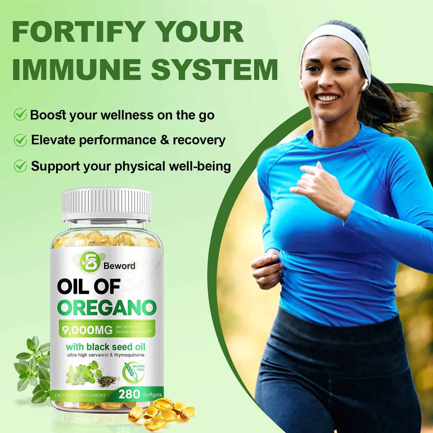 BEWORD Oil of Oregano with Black Seed Oil Softgels, 840 Count