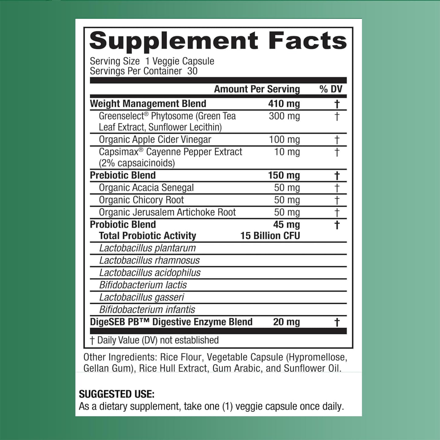 BIGJOHNLAB Probiotics for Weight Management & Bloating Capsules, 30 Capsules