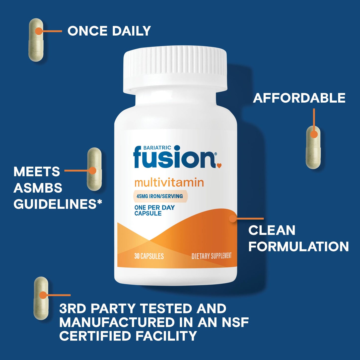 Bariatric Fusion Multivitamin with Iron for Women and Men Capsule 30 Count