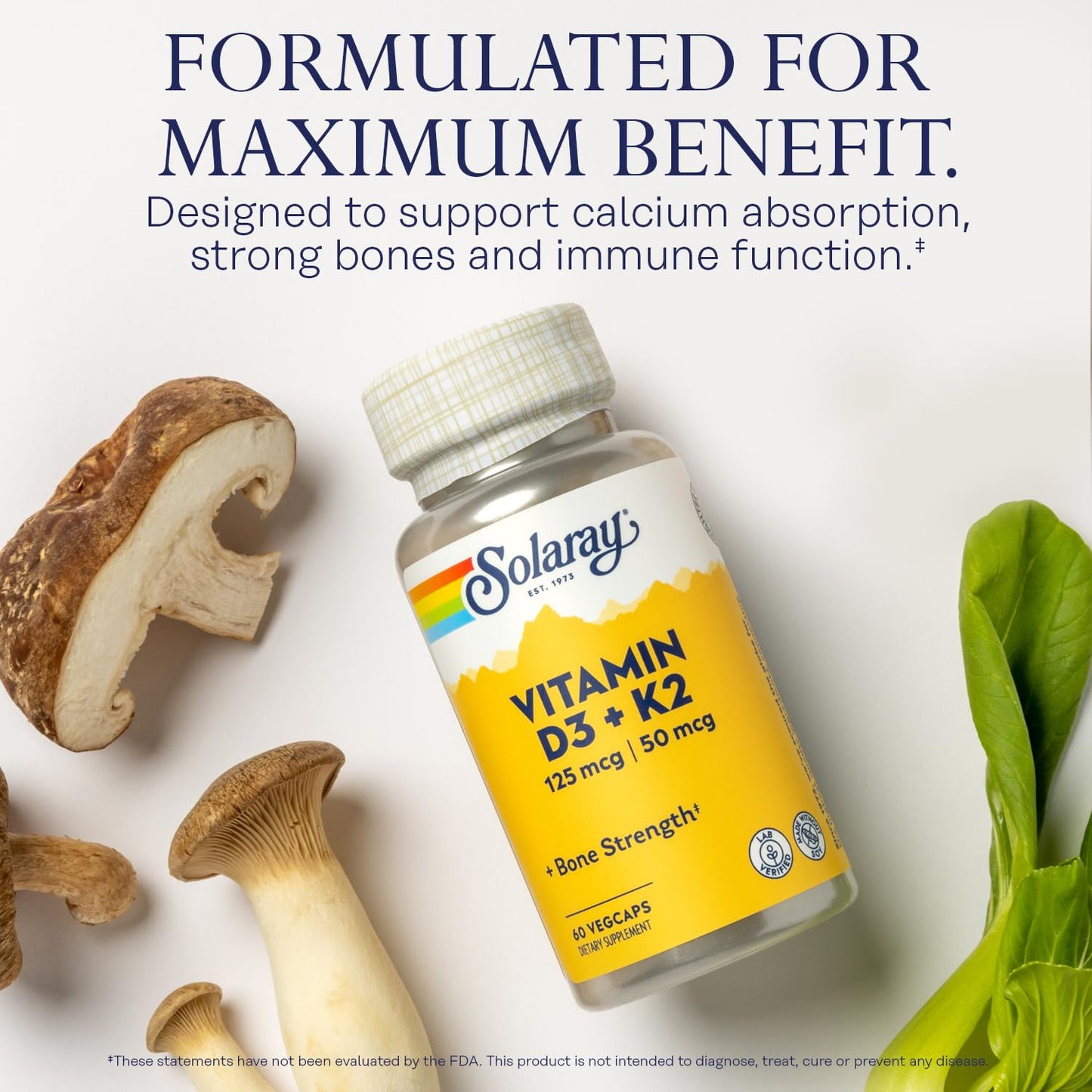 Solaray Magnesium Glycinate and Vitamin D3 K2 Bundle Capsule, 60 VegCaps