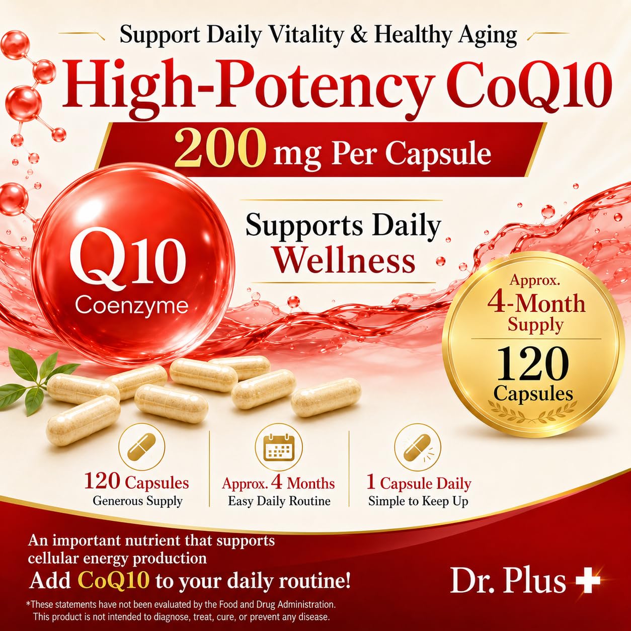 Dr.Plus Formula CoQ10 200mg High Absorption Capsule, 120 Count