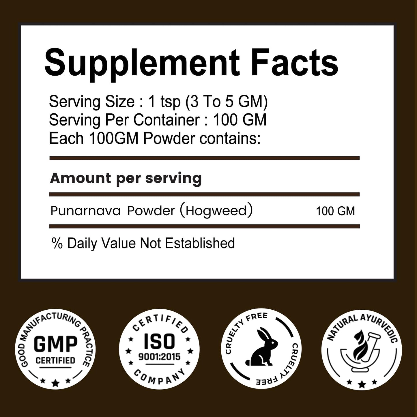 VEDIKROOTS Punarnava Powder 3.53 Ounce