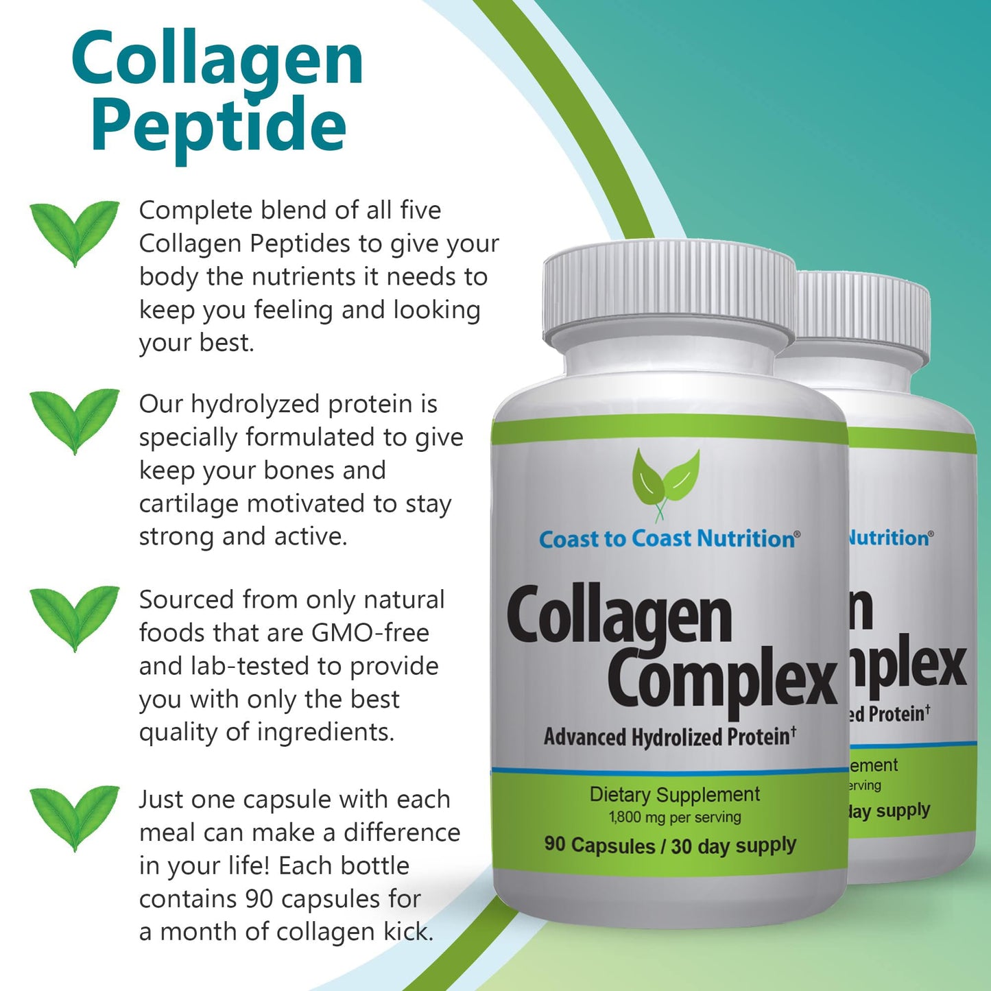 Coast to Coast Nutrition Hydrolyzed Collagen Multi Collagen 90 Capsules